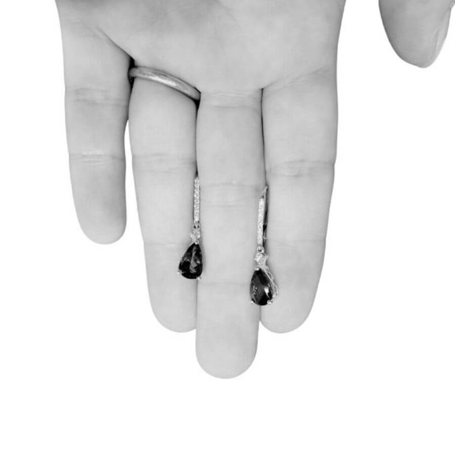 Pear-Shaped Tanzanite Drop Earrings in Yellow or Rose Gold