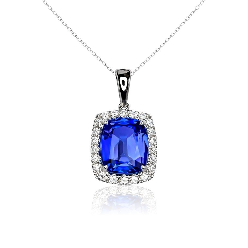 Antique Cushion Cut Tanzanite Pendant with Diamonds.