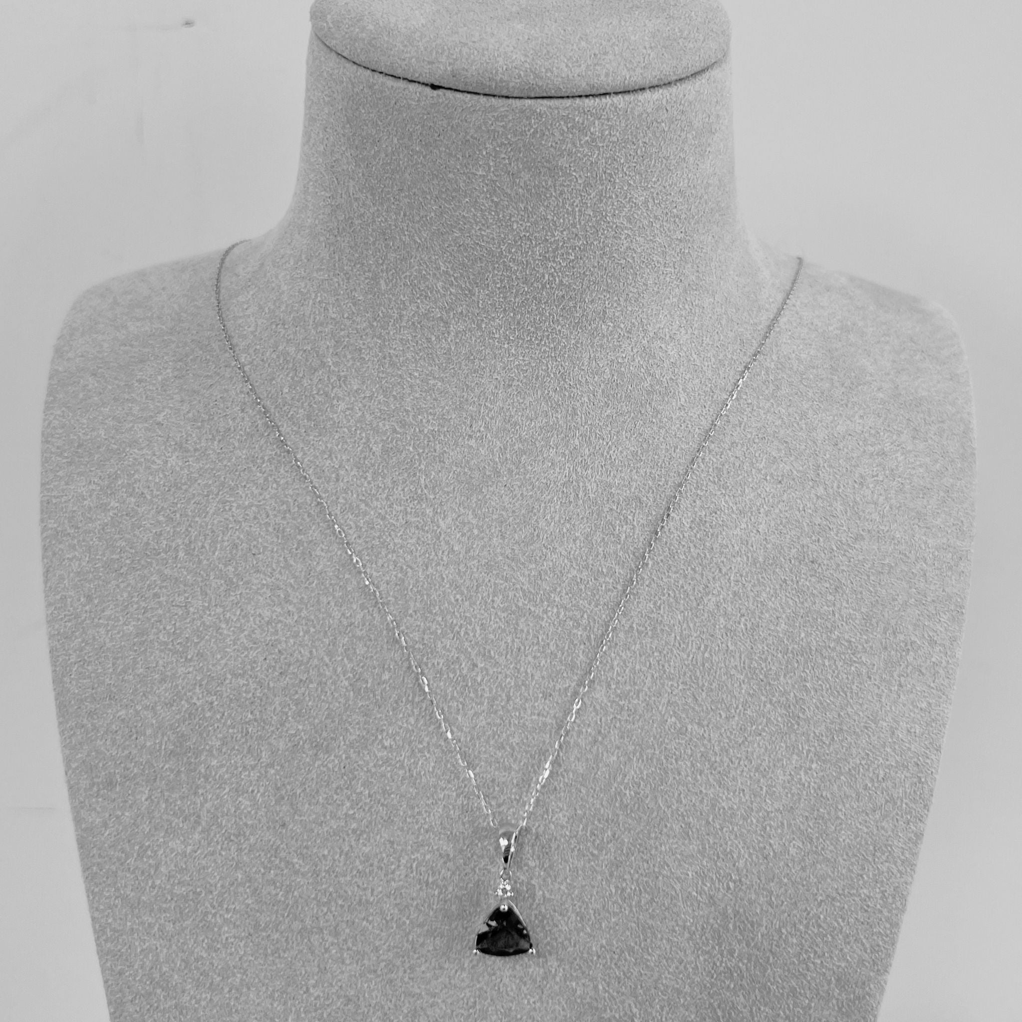 Trillion Cut Tanzanite & Diamond Pendant in Yellow Gold