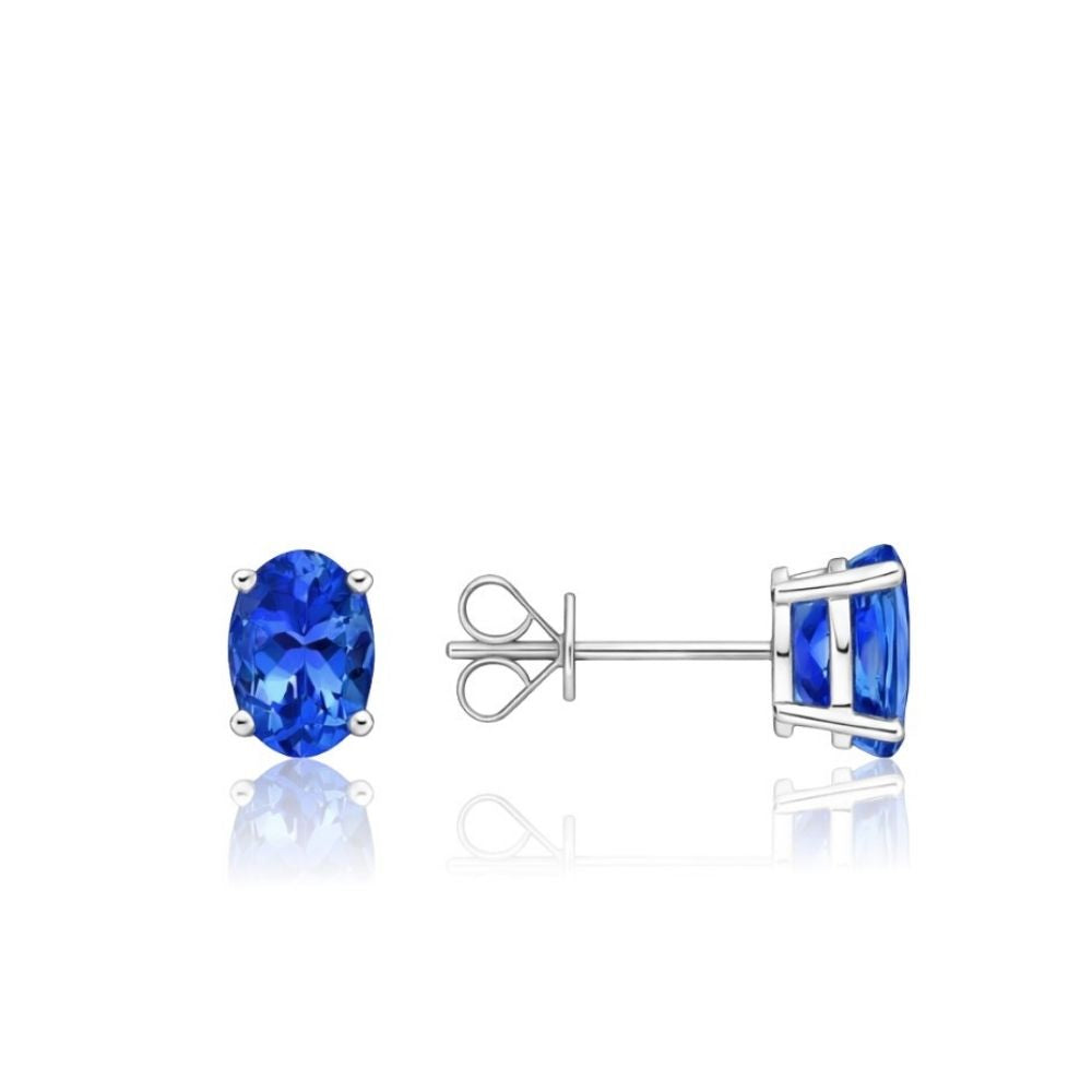 2.00 Ct Tanzanite Stud Earrings in White Gold