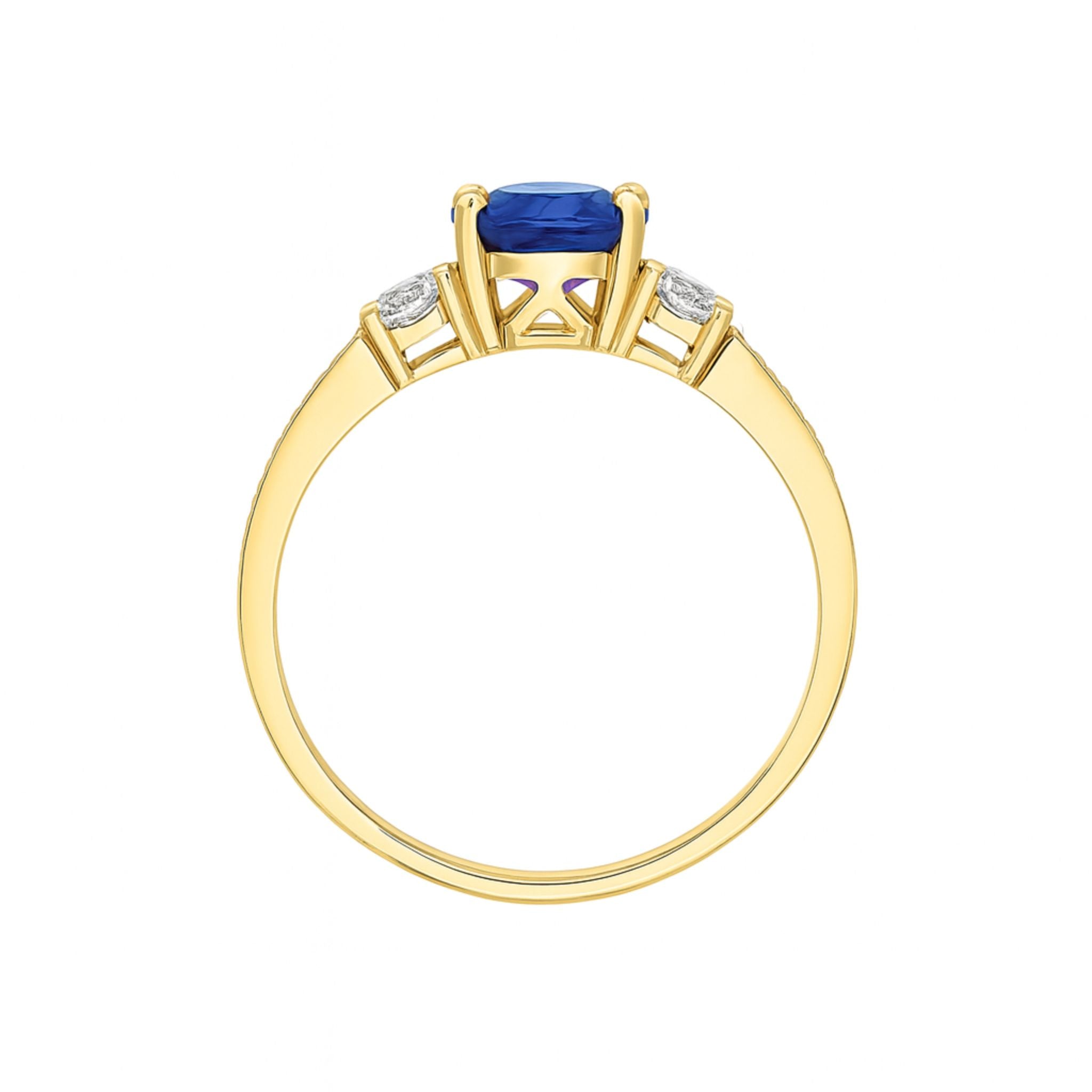 “Evening Sky” Oval Tanzanite & Diamond Ring - Yellow Gold