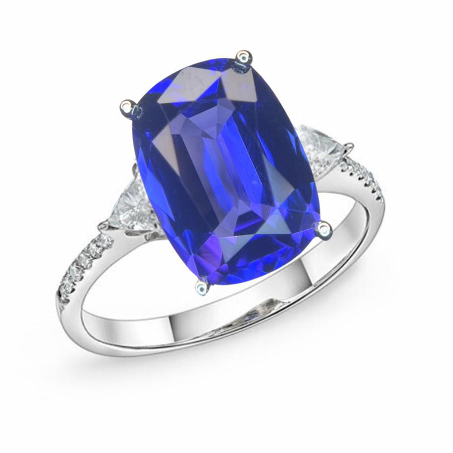 4.60 Ct Long Cushion Cut Tanzanite Ring
