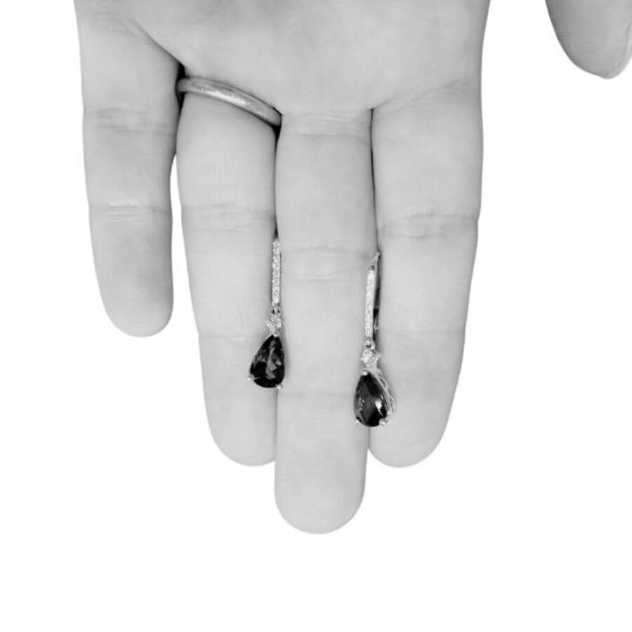 Pear-Shaped Tanzanite & Diamond Drop Earrings in White Gold