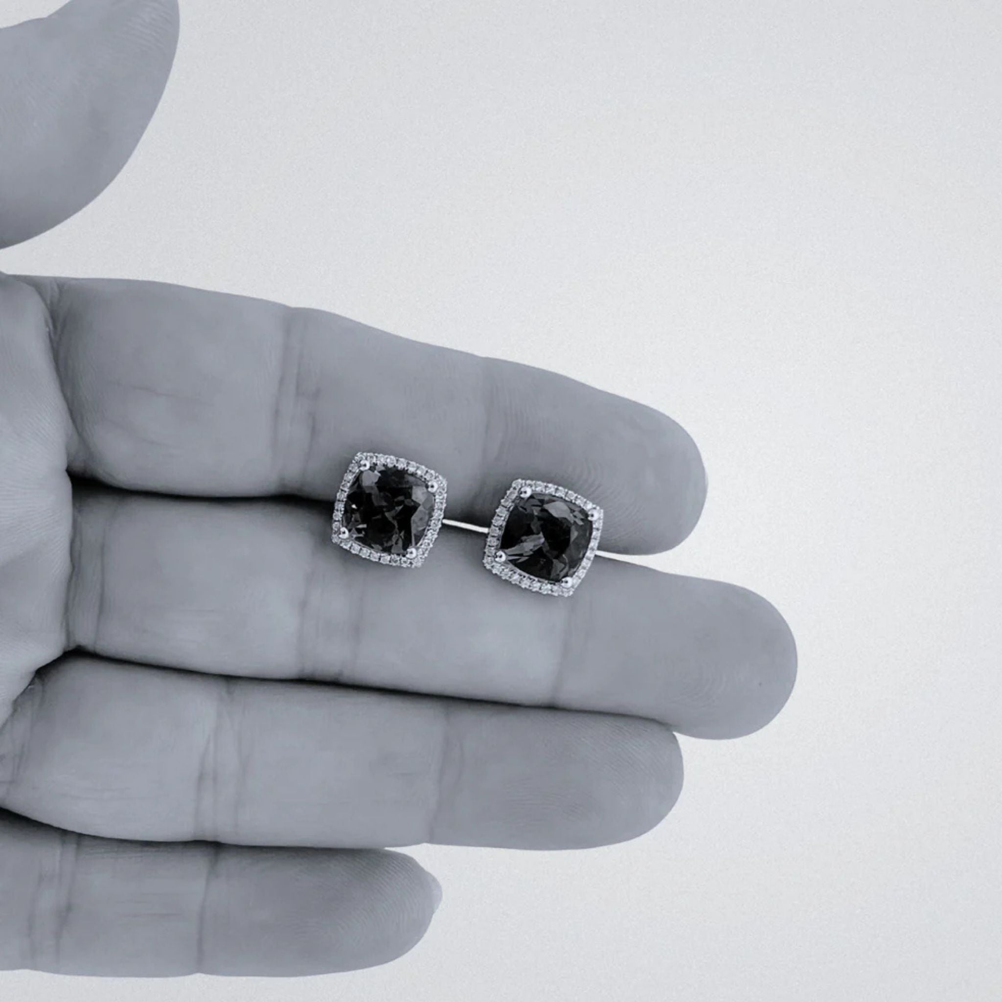Cushion Cut & Diamond Halo Tanzanite Earrings