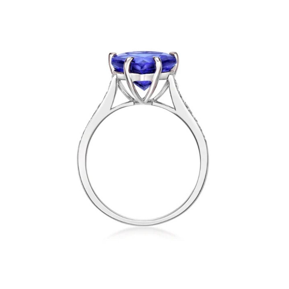 Exceptional 4.50 Ct Heart-Shaped Tanzanite Ring
