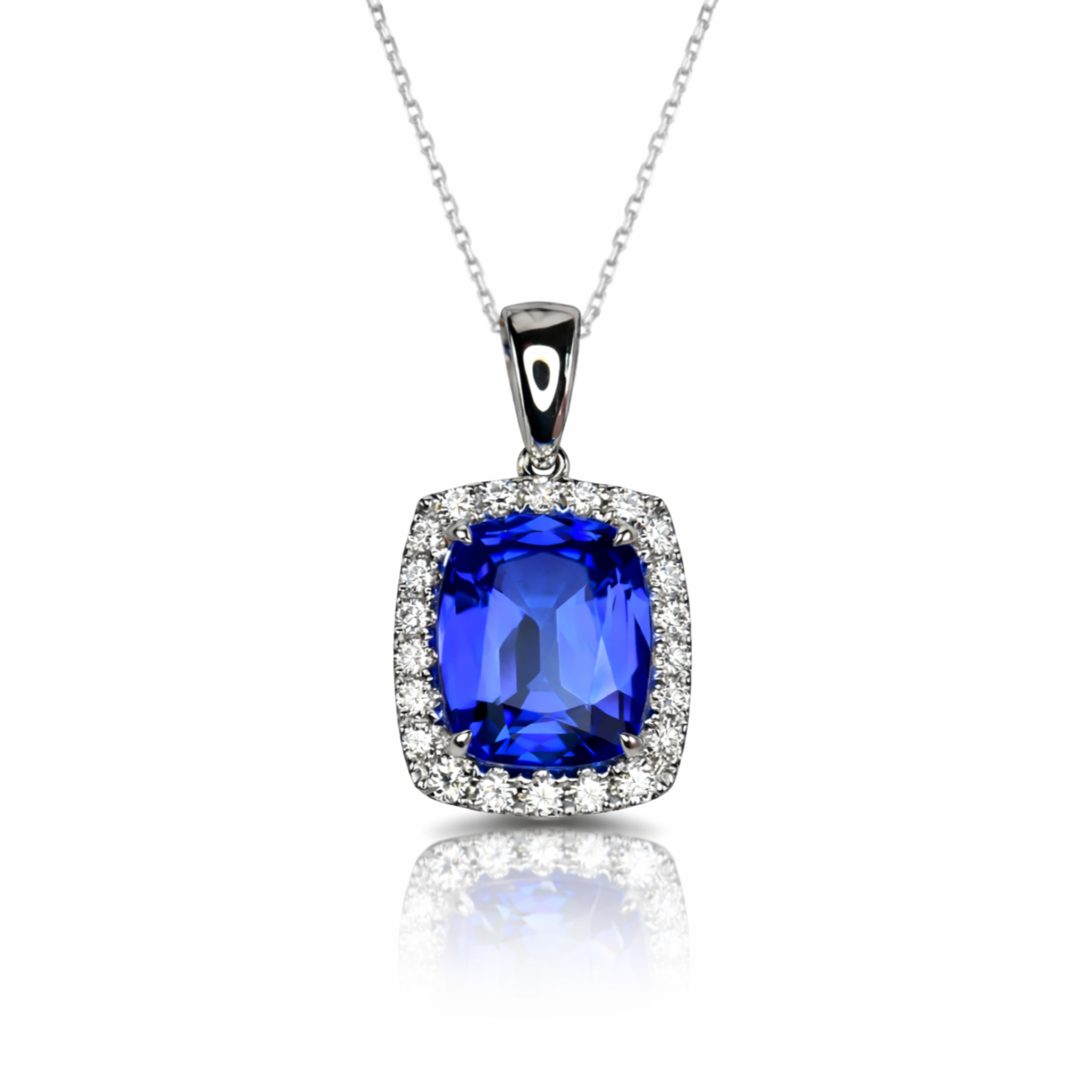 Antique Cushion Cut Tanzanite Pendant with Diamonds.