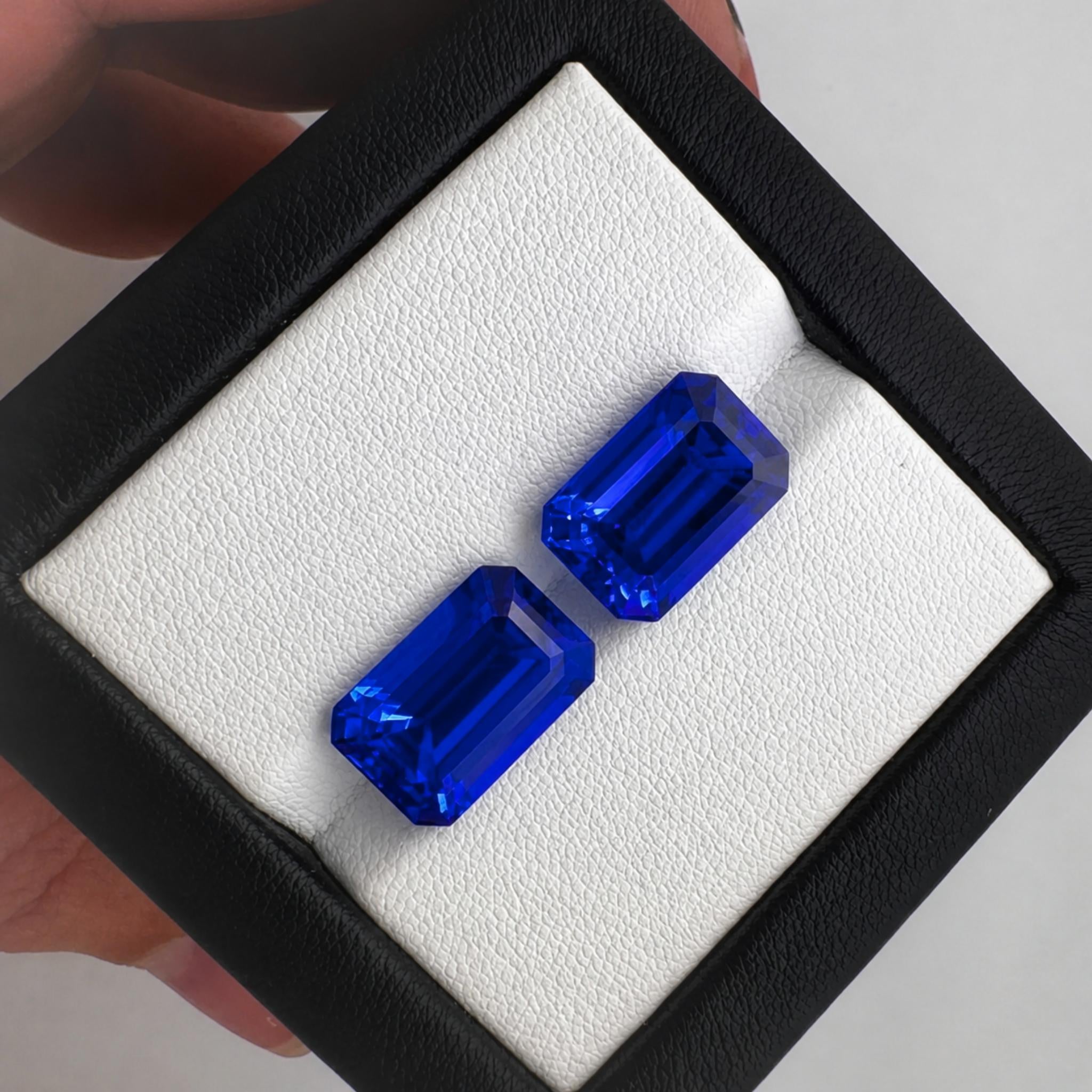 Long Tanzanite Emerald Cut - Matching Set- 17 carats