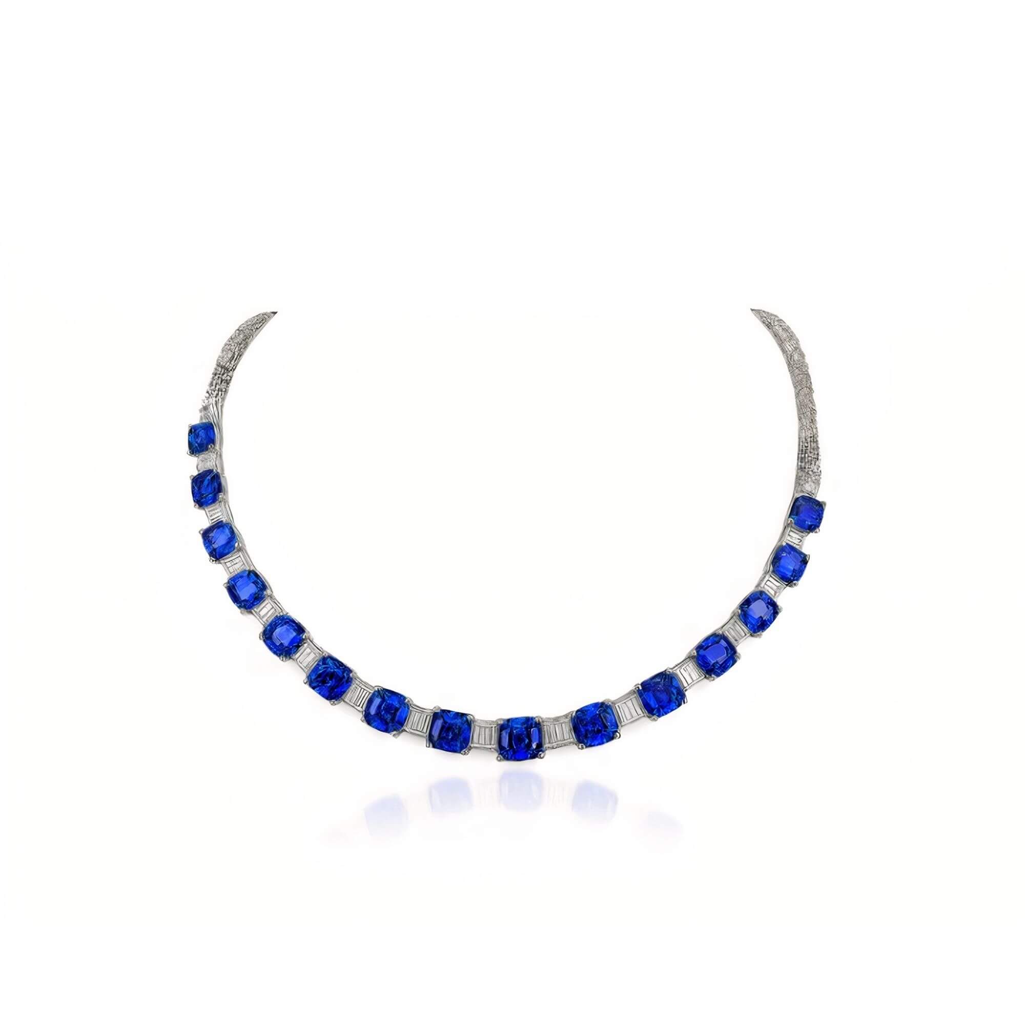 Exclusive: Square Cut Tanzanite & Diamond Necklace