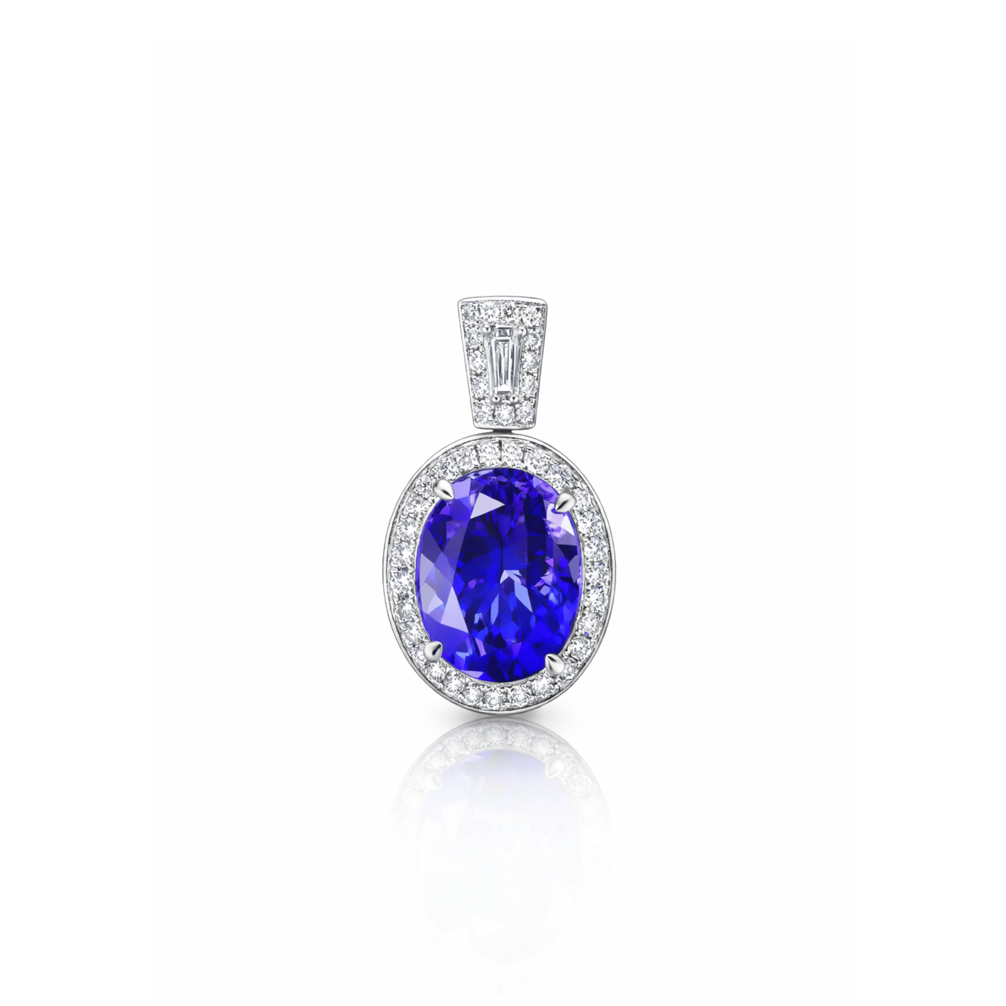 Made to Order : Violet & Blue 5 Ct Tanzanite & Baguette Diamond Pendant