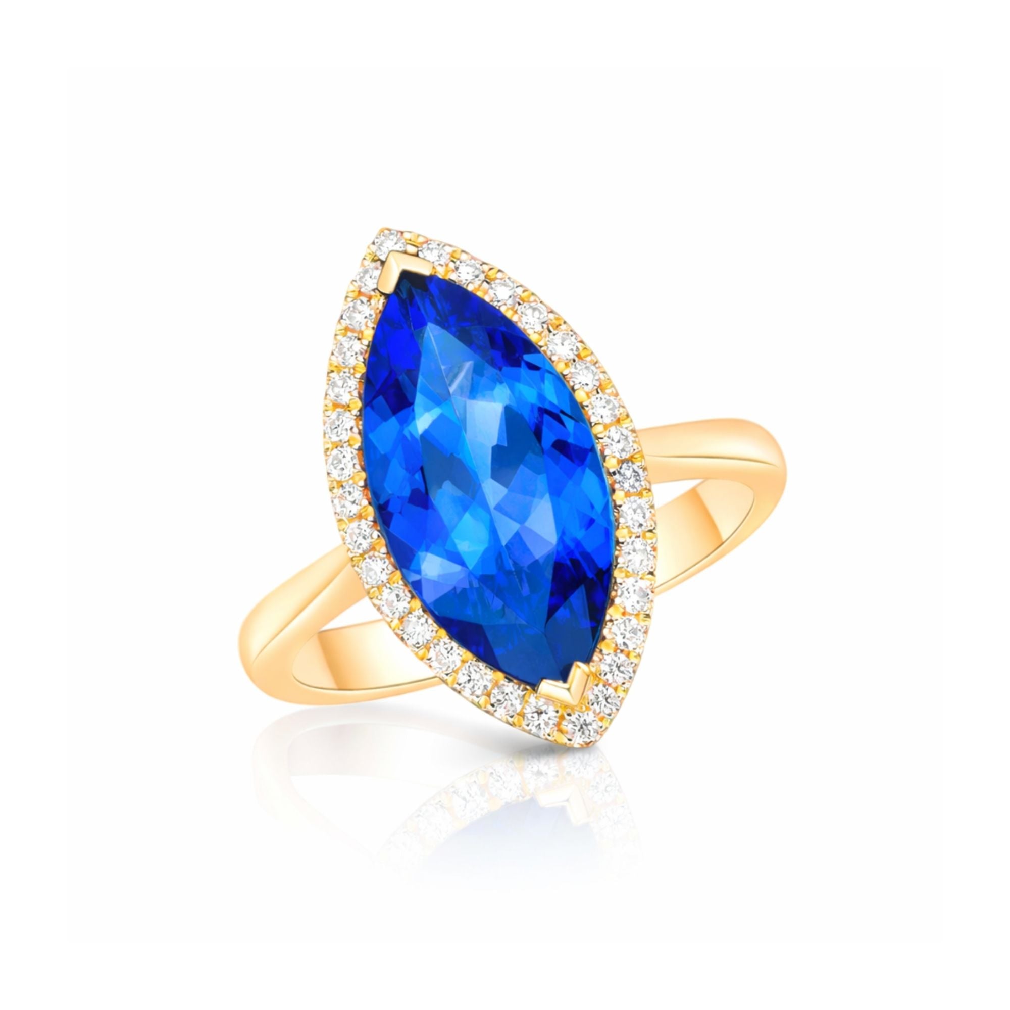 4.00 Ct Marquise Cut Tanzanite Ring in Yellow Gold