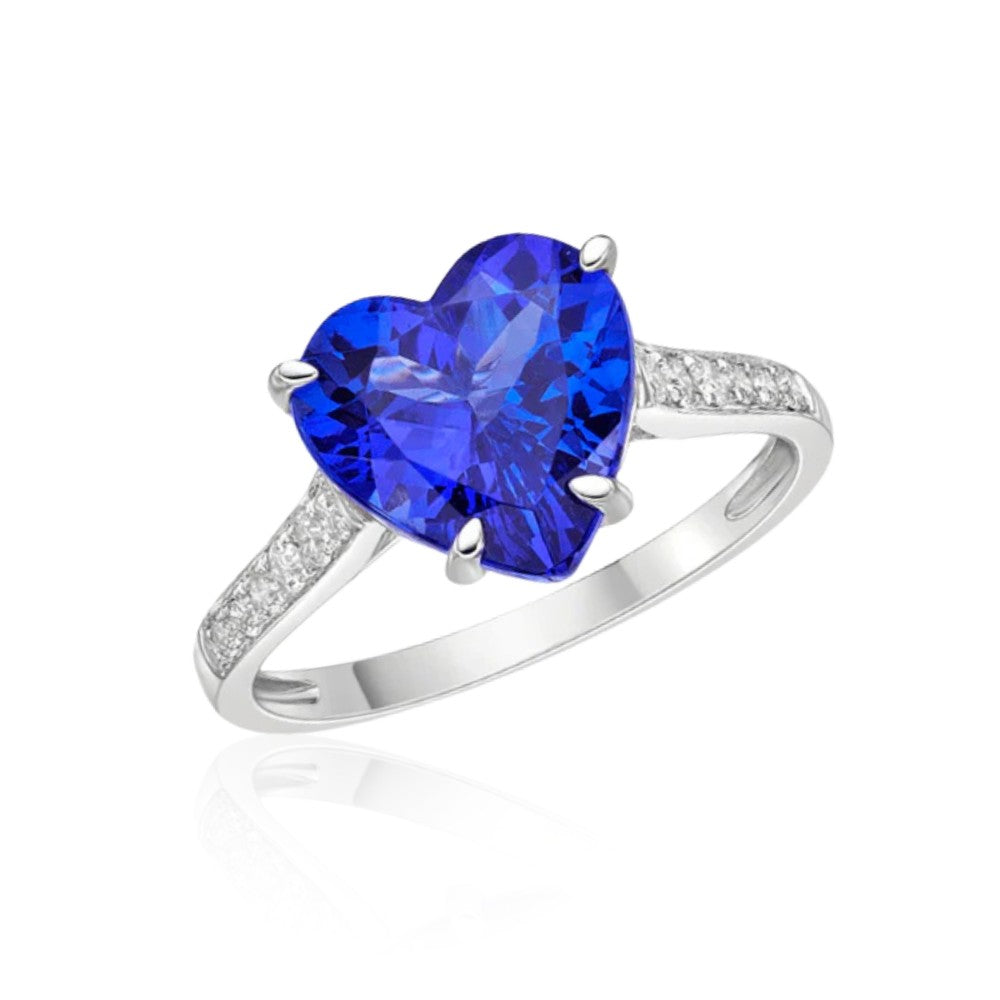 Exceptional 4.50 Ct Heart-Shaped Tanzanite Ring