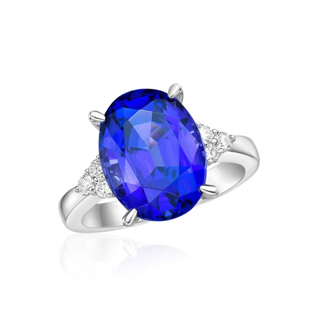 7.50ct Oval Tanzanite Ring | Intense Blue-Violet Gold