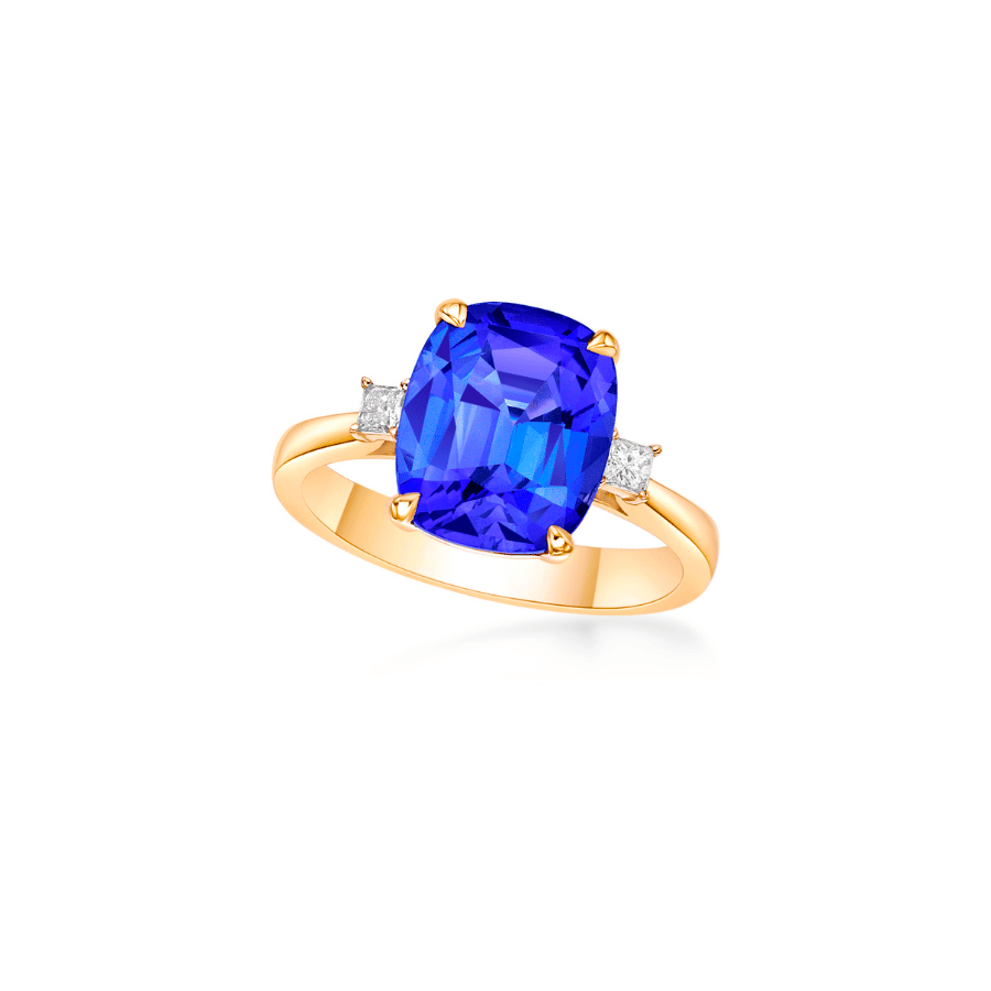 Carat Cushion-Cut Tanzanite Diamond Ring 18K Gold