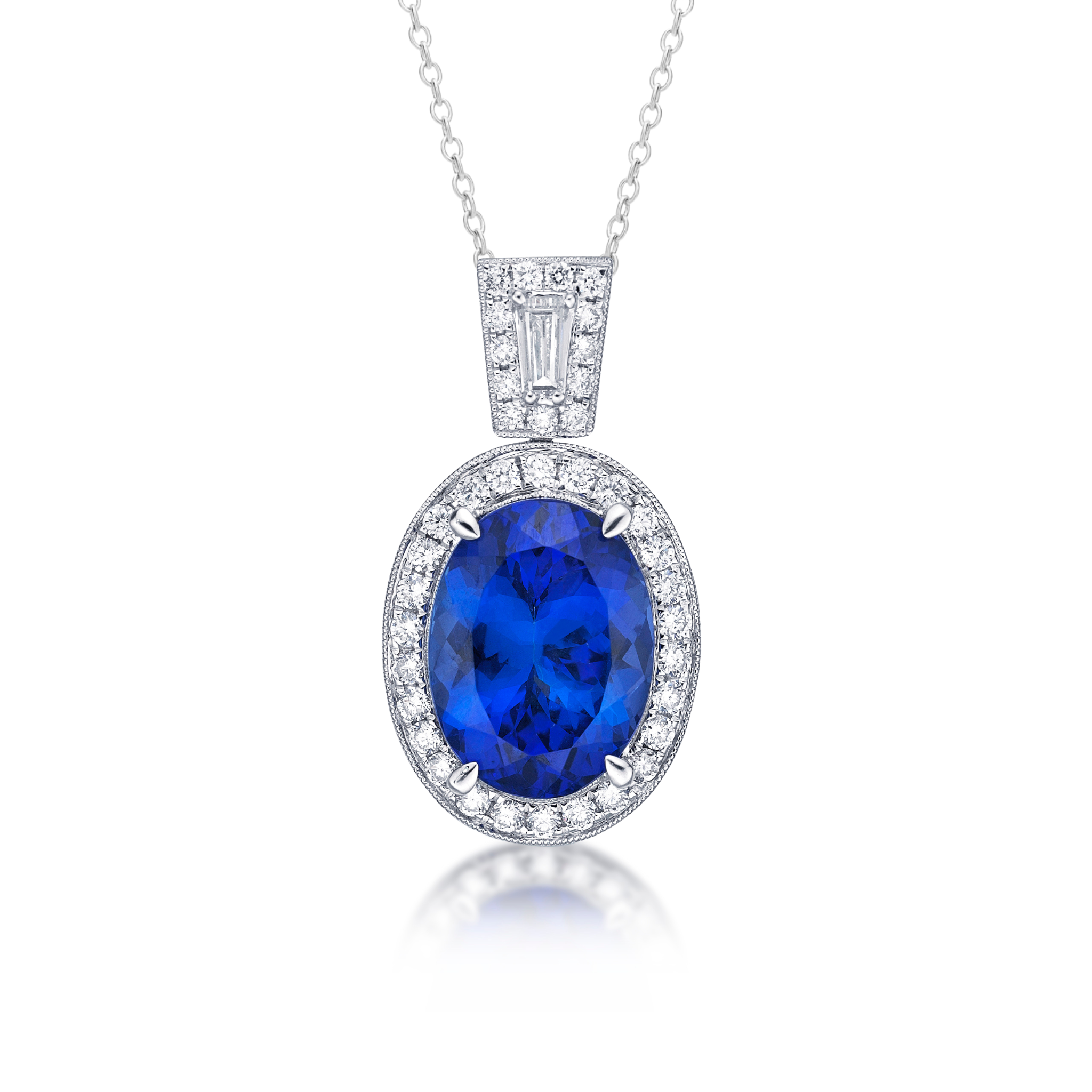 Made to Order : Exceptional 5.00 Ct Tanzanite & Baguette Diamond Pendant
