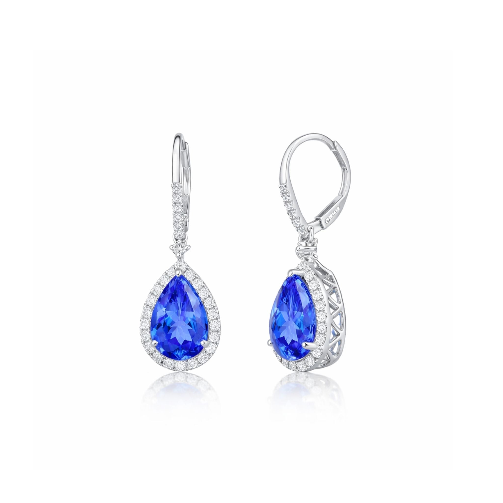 5.50 Ct Pear-Shaped Tanzanite & Diamond Drop Earrings