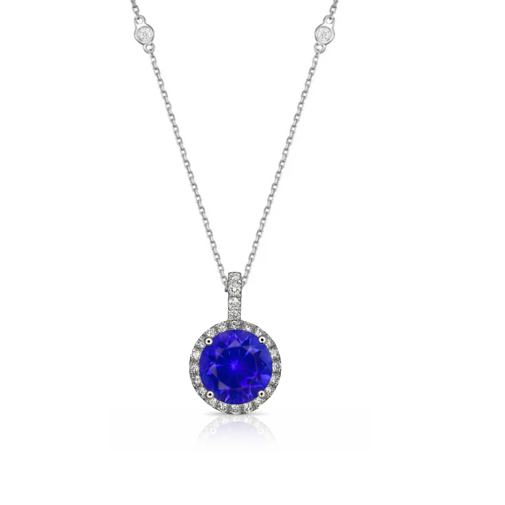 Round Tanzanite Pendant with Diamonds
