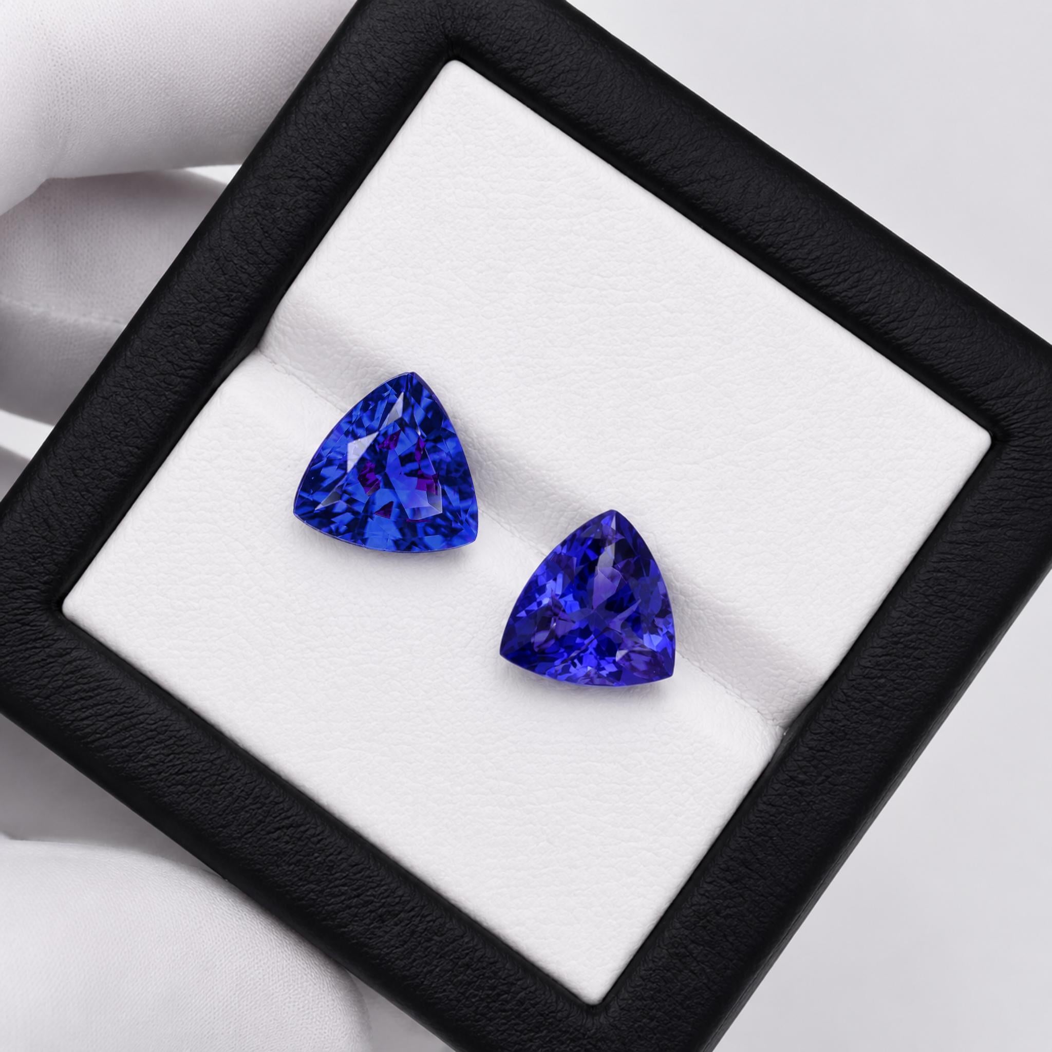 Trillion Cut Tanzanite Matching Pair - 9.64 Carats