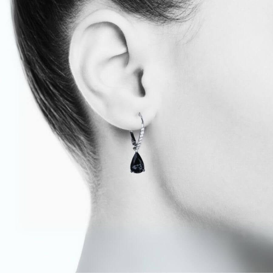 Pear-Shaped Tanzanite & Diamond Drop Earrings in White Gold