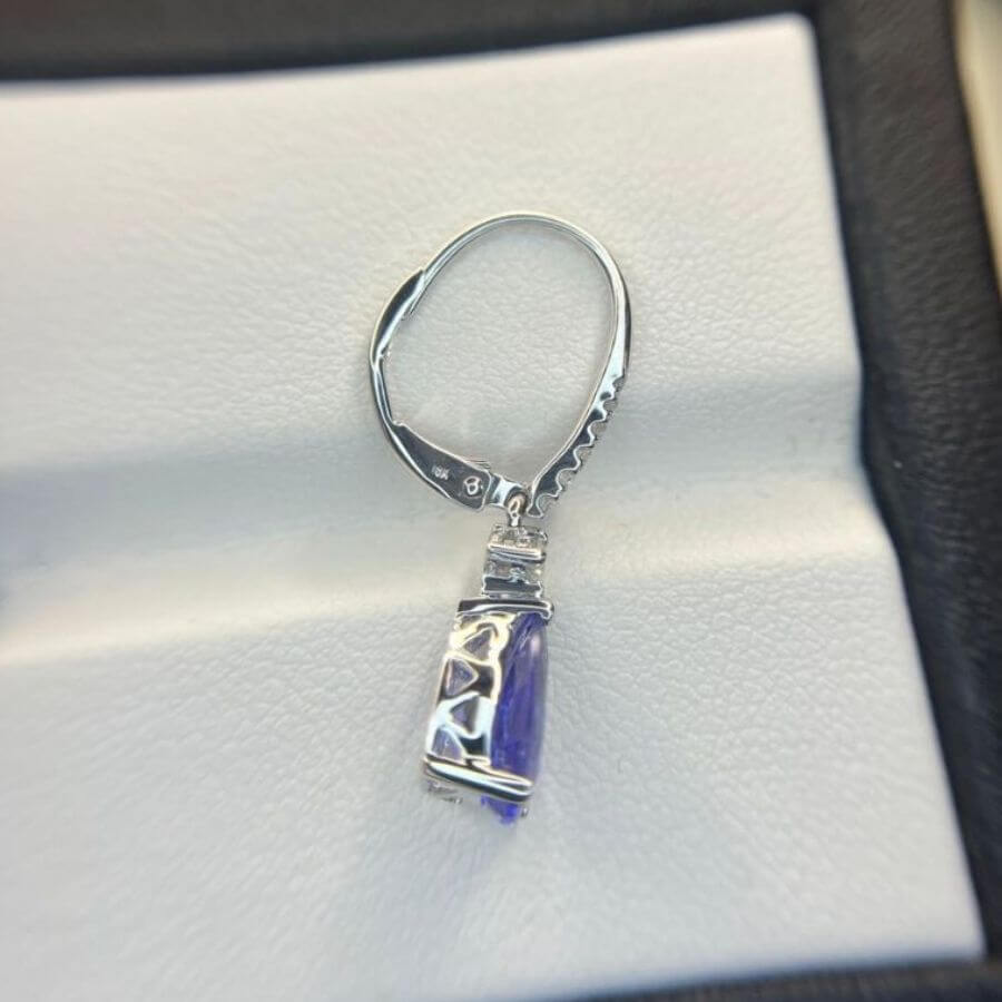 Pear-Shaped Tanzanite & Diamond Drop Earrings in White Gold