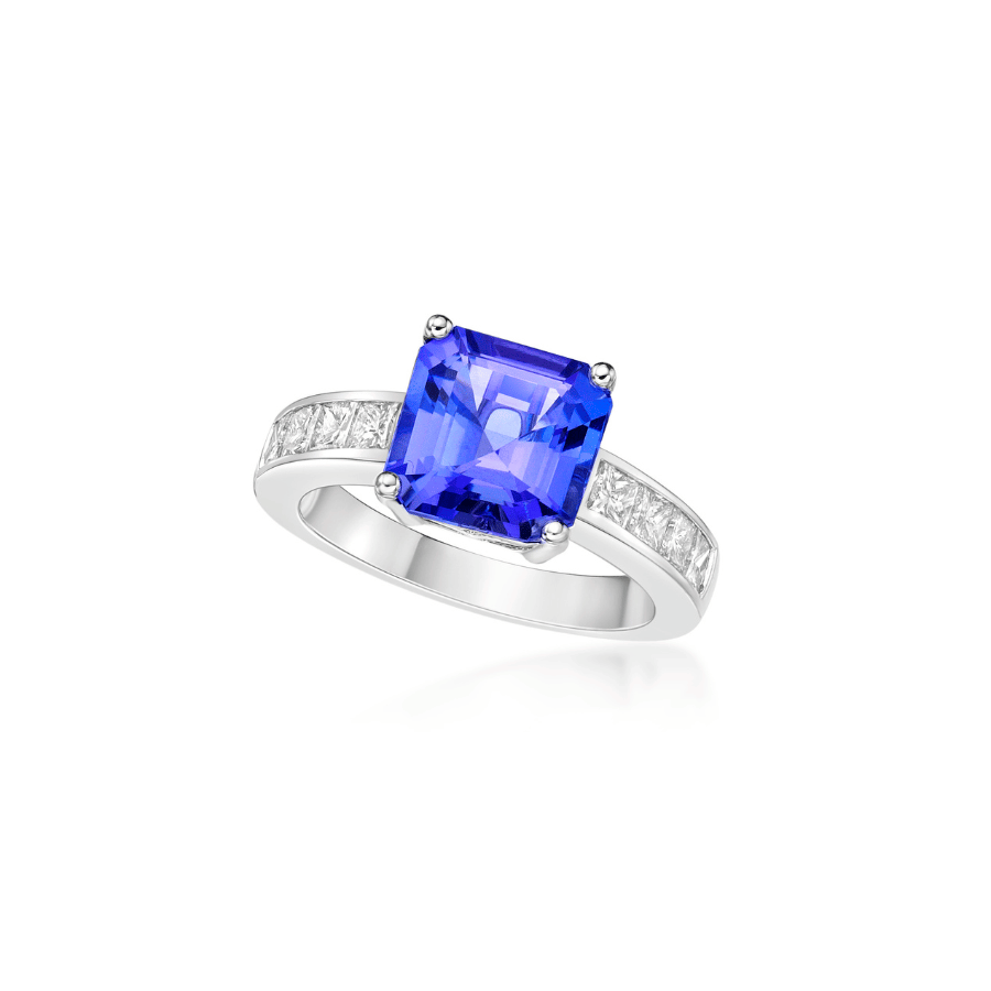 Princess Cut Tanzanite & Diamond Ring – Made to Order