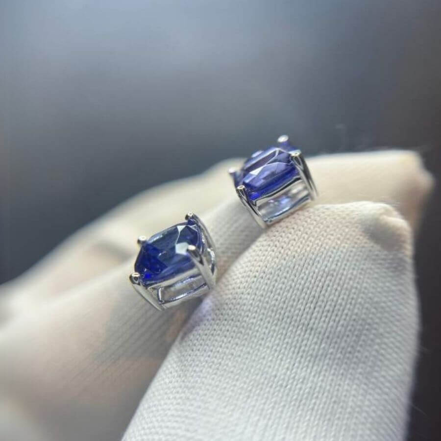 Cushion Cut Tanzanite Stud Earrings