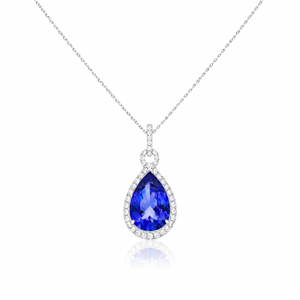 Exceptional 3.40 Ct Pear-Shaped Tanzanite & Diamond Pendant