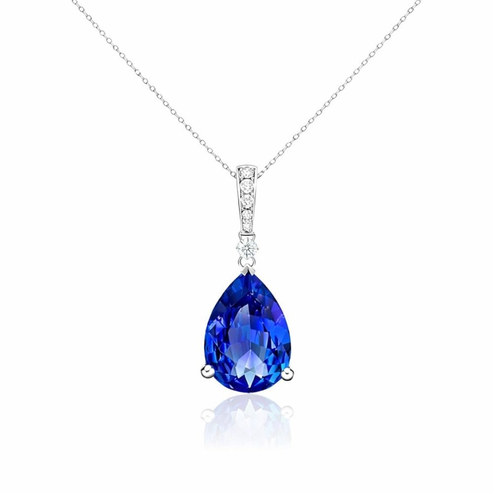 Exquisite Pear-Shaped Tanzanite Drop Pendant
