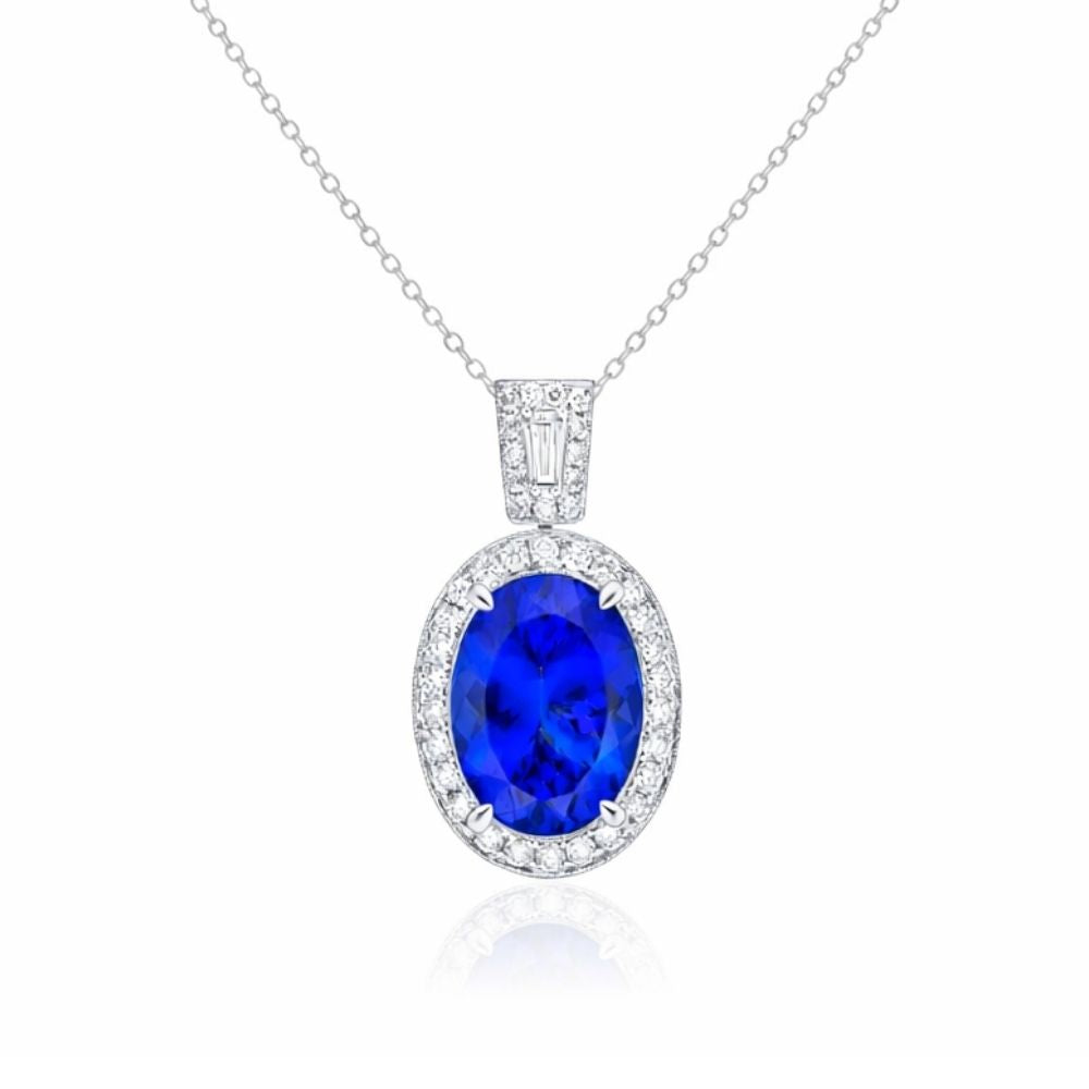 Made to Order : Exceptional 5.00 Ct Tanzanite & Baguette Diamond Pendant