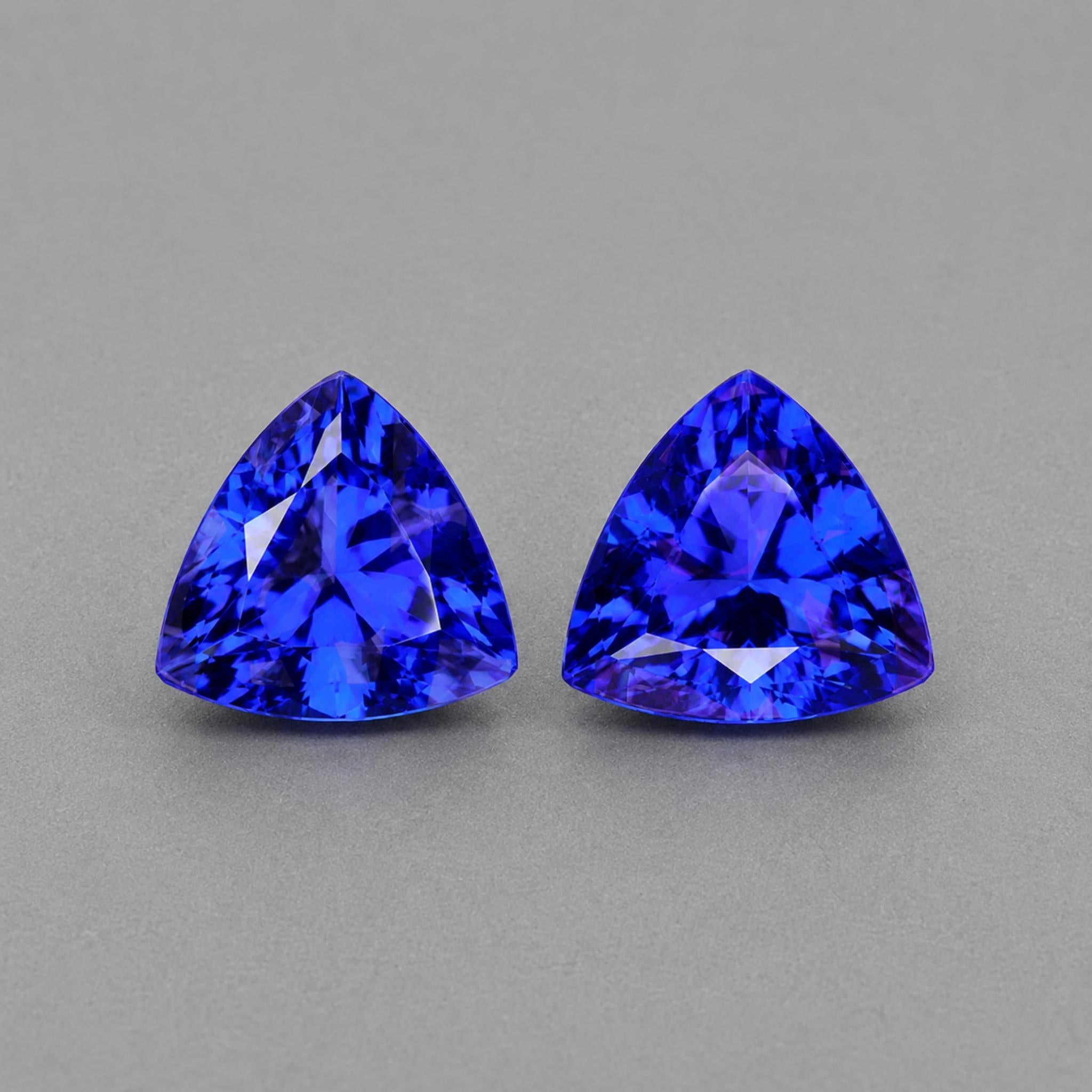 Trillion Cut Tanzanite Matching Pair - 9.64 Carats