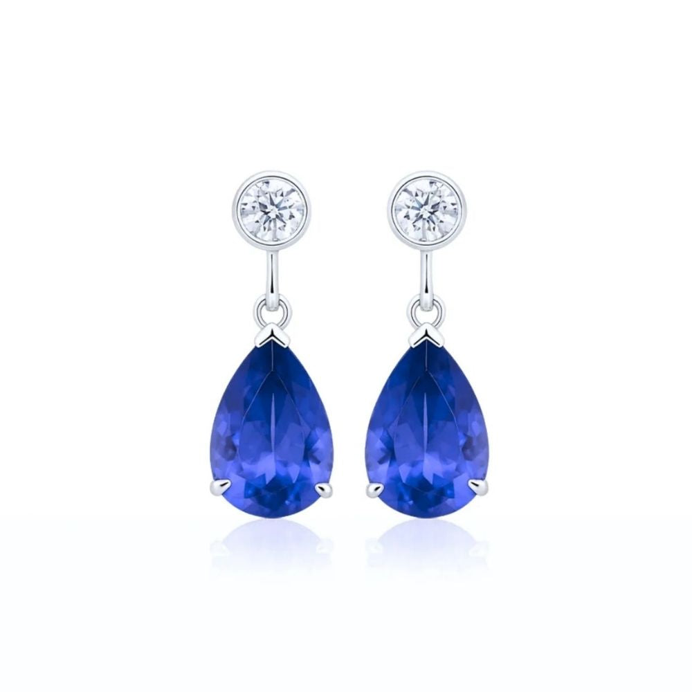 Violet Tanzanite & Diamond Drop Earrings ( 4.5 Carats)