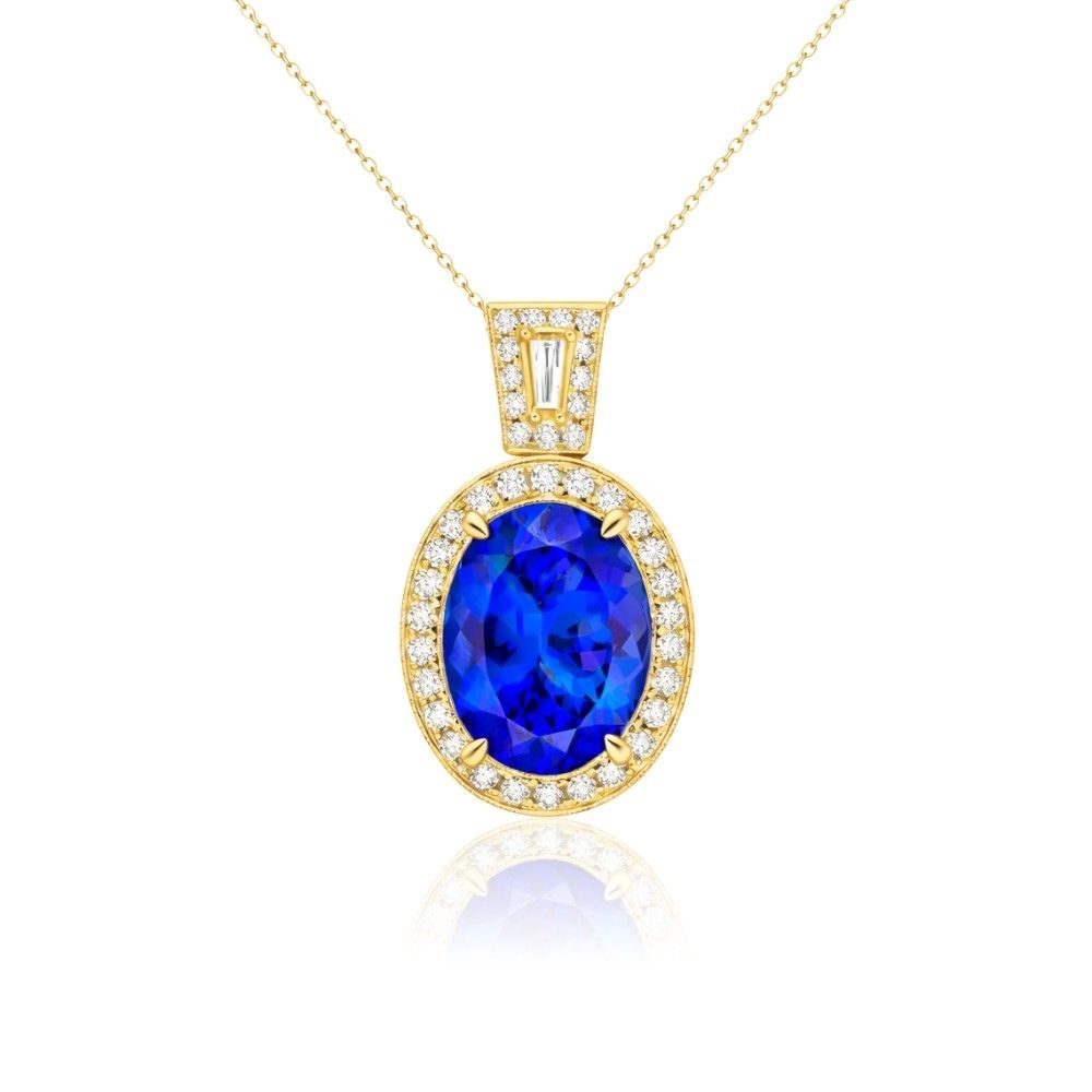 Made to Order  : Exceptional 5.00 Ct Tanzanite & Baguette Diamond Pendant