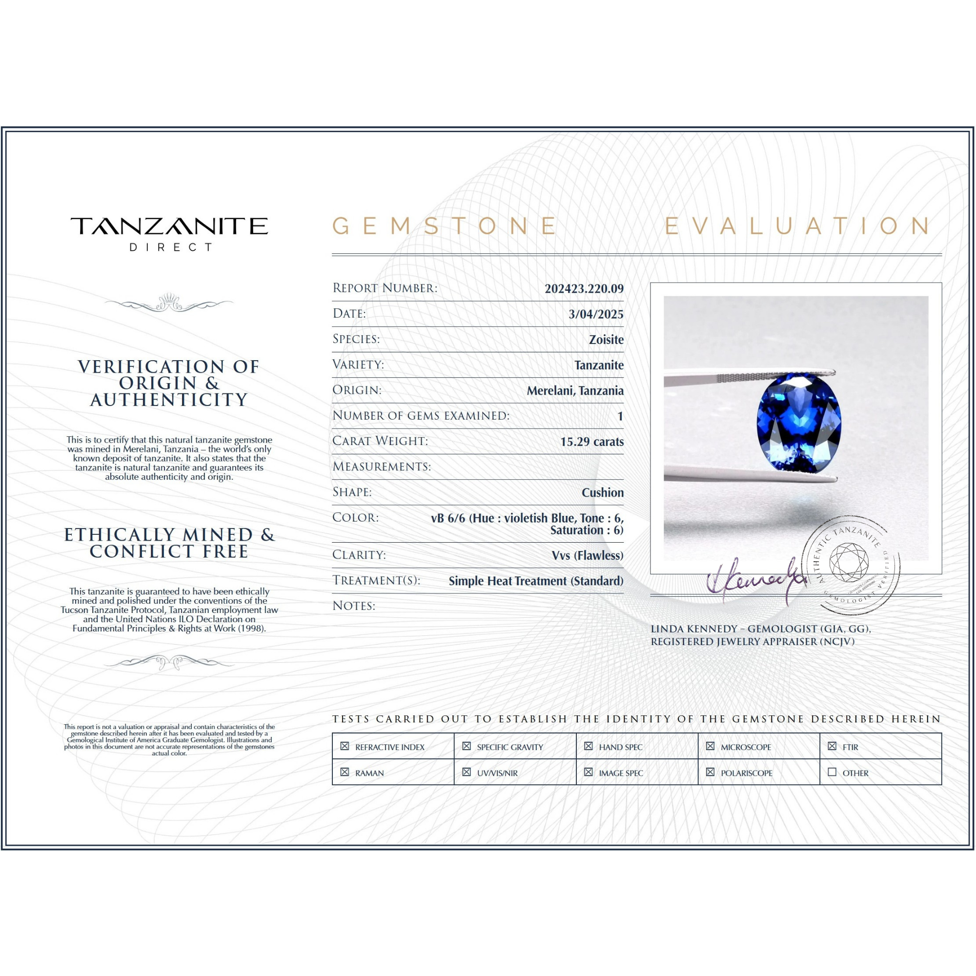 15,29 ct ovaler Tansanit-Edelstein – GIA-zertifiziert