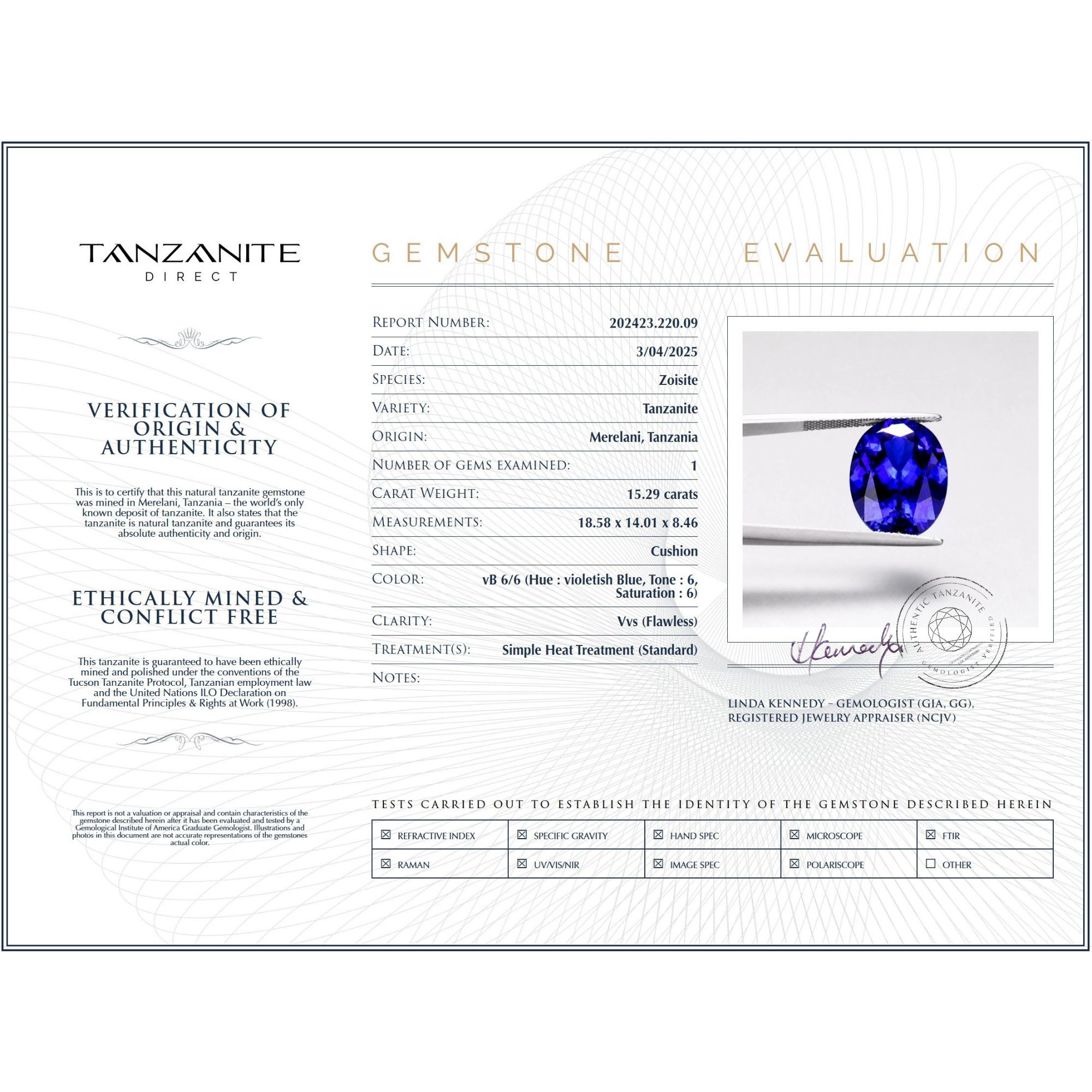 15,29 ct ovaler Tansanit-Edelstein – GIA-zertifiziert