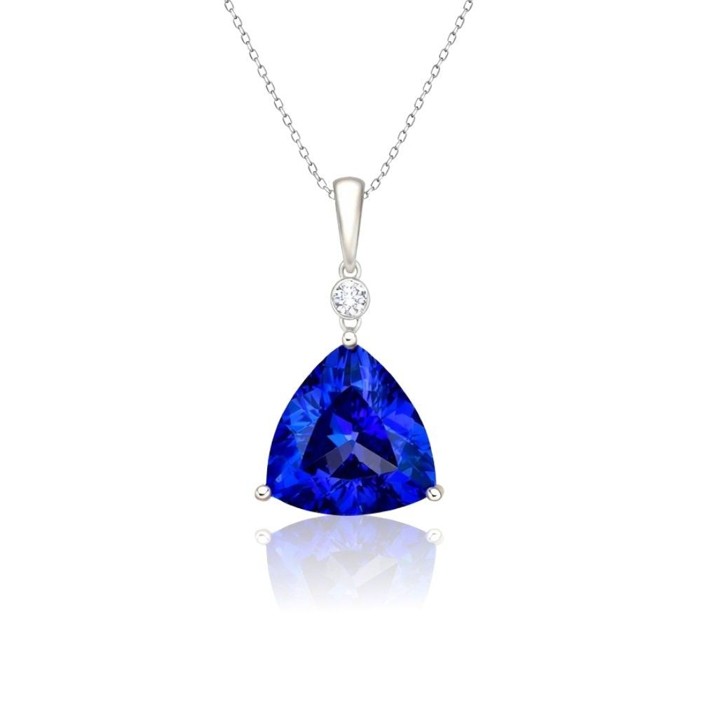 Exceptional Trillion Cut Tanzanite & Diamond Pendant White Gold