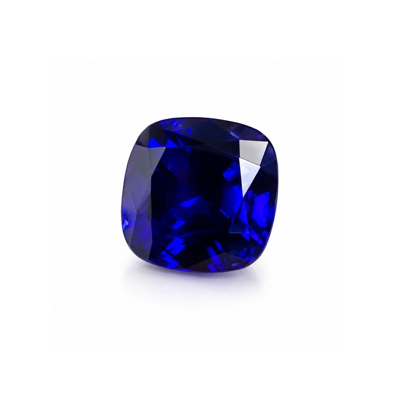 Emerald-cut tanzanite gemstone with vivid royal blue colour