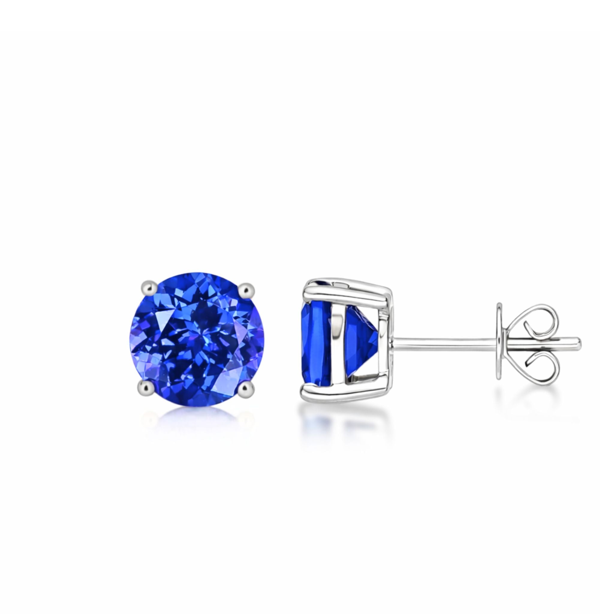 Exceptional 3 Carat Tanzanite Stud Earrings in 18K White Gold