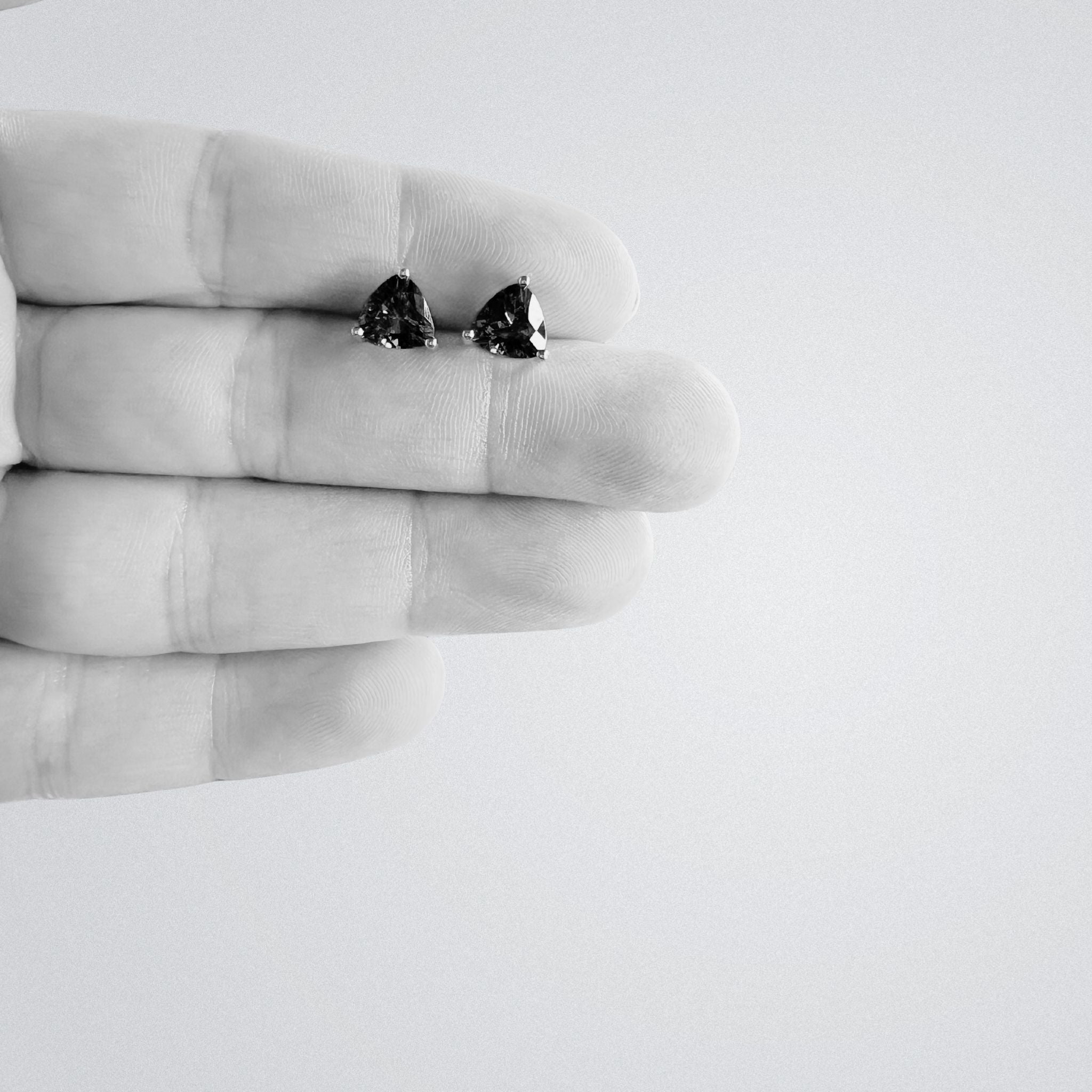 Trillion Cut Tanzanite Stud Earrings in 14k White Gold