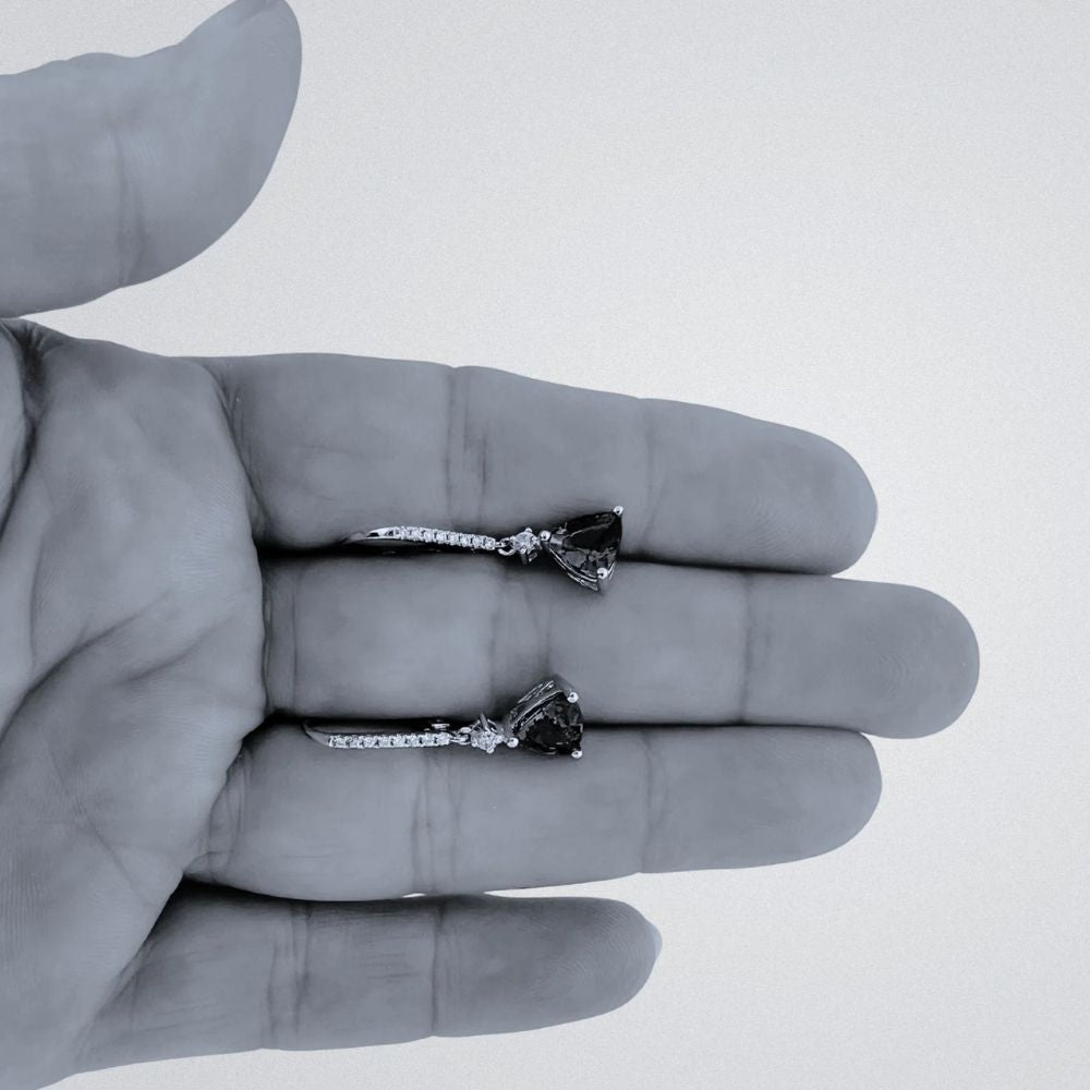 2.46 Ct Tanzanite Trillion Cut  & Diamond Earrings