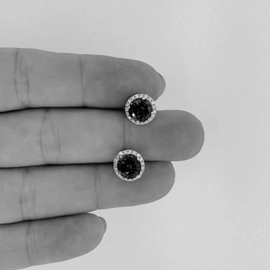Soleste Style 2.50 Ct Round Tanzanite & Diamond Halo Earrings