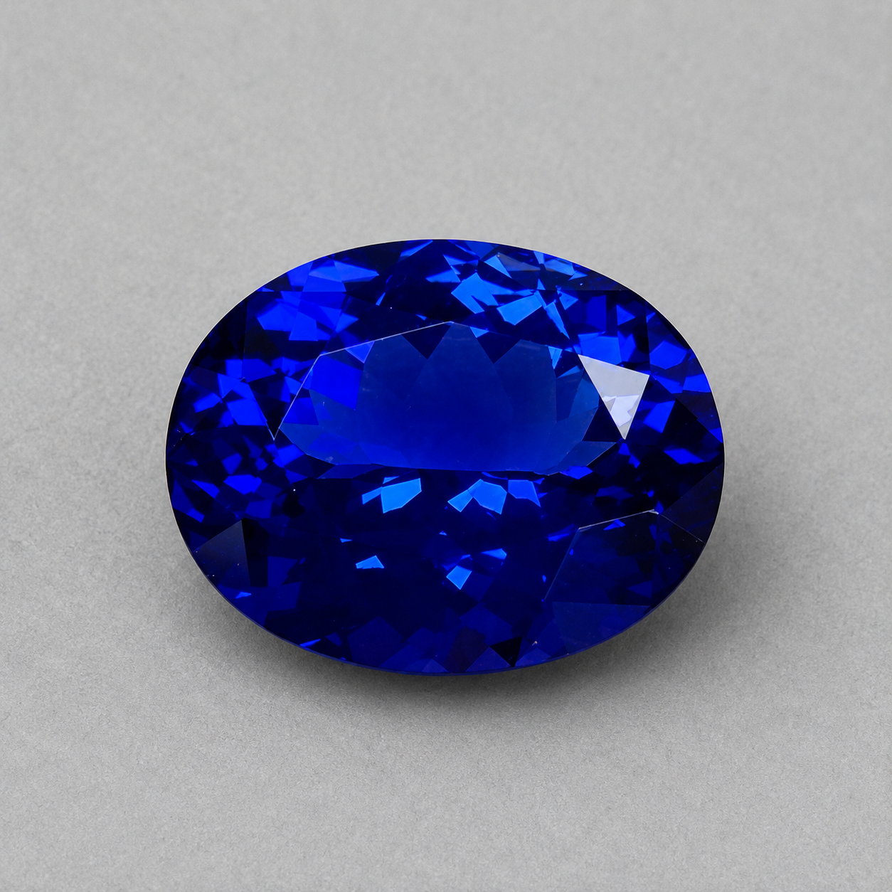Emerald-cut tanzanite gemstone with vivid royal blue colour