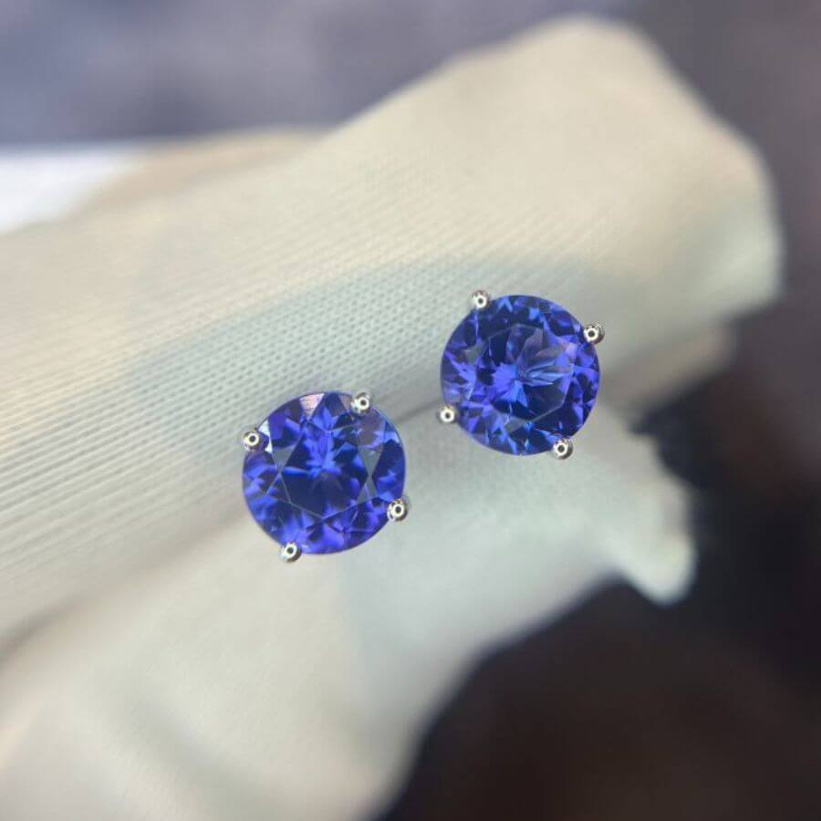 7.5 mm Round Tanzanite Stud Earrings