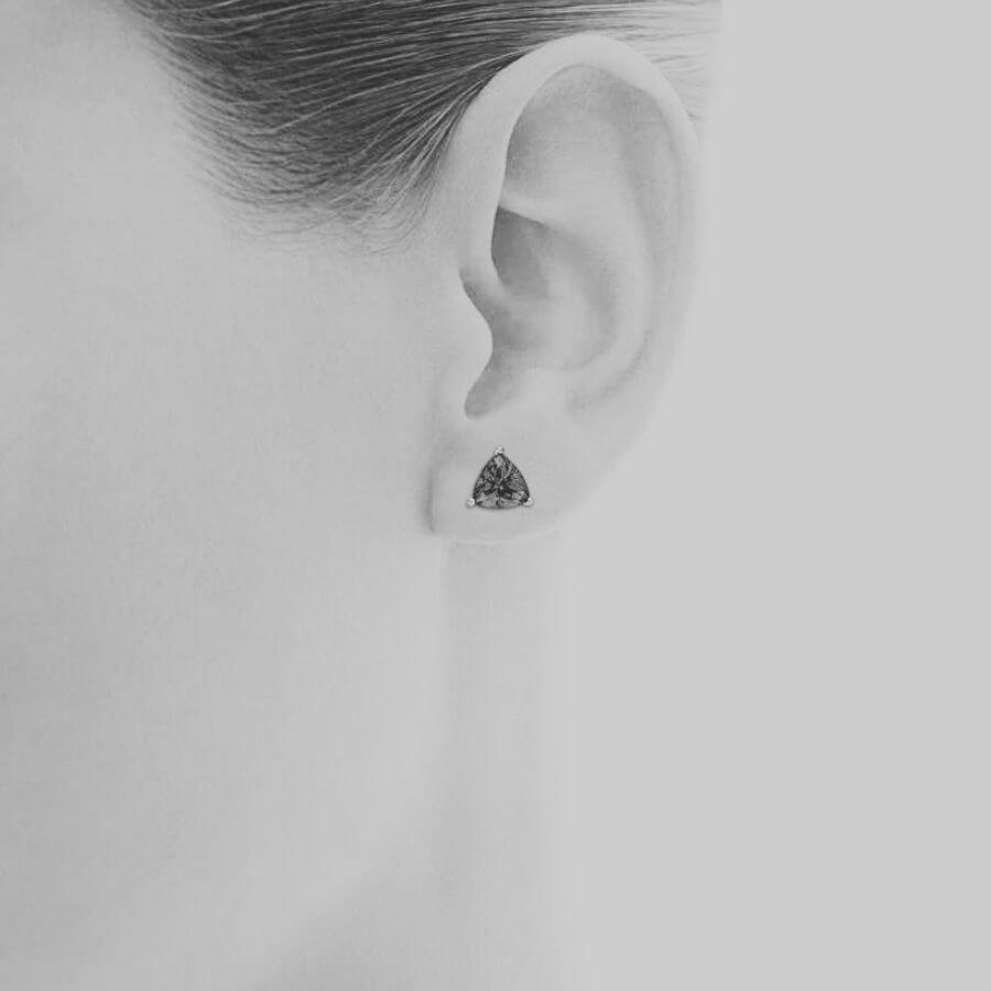 Trillion Cut Tanzanite Stud Earrings in 14k White Gold