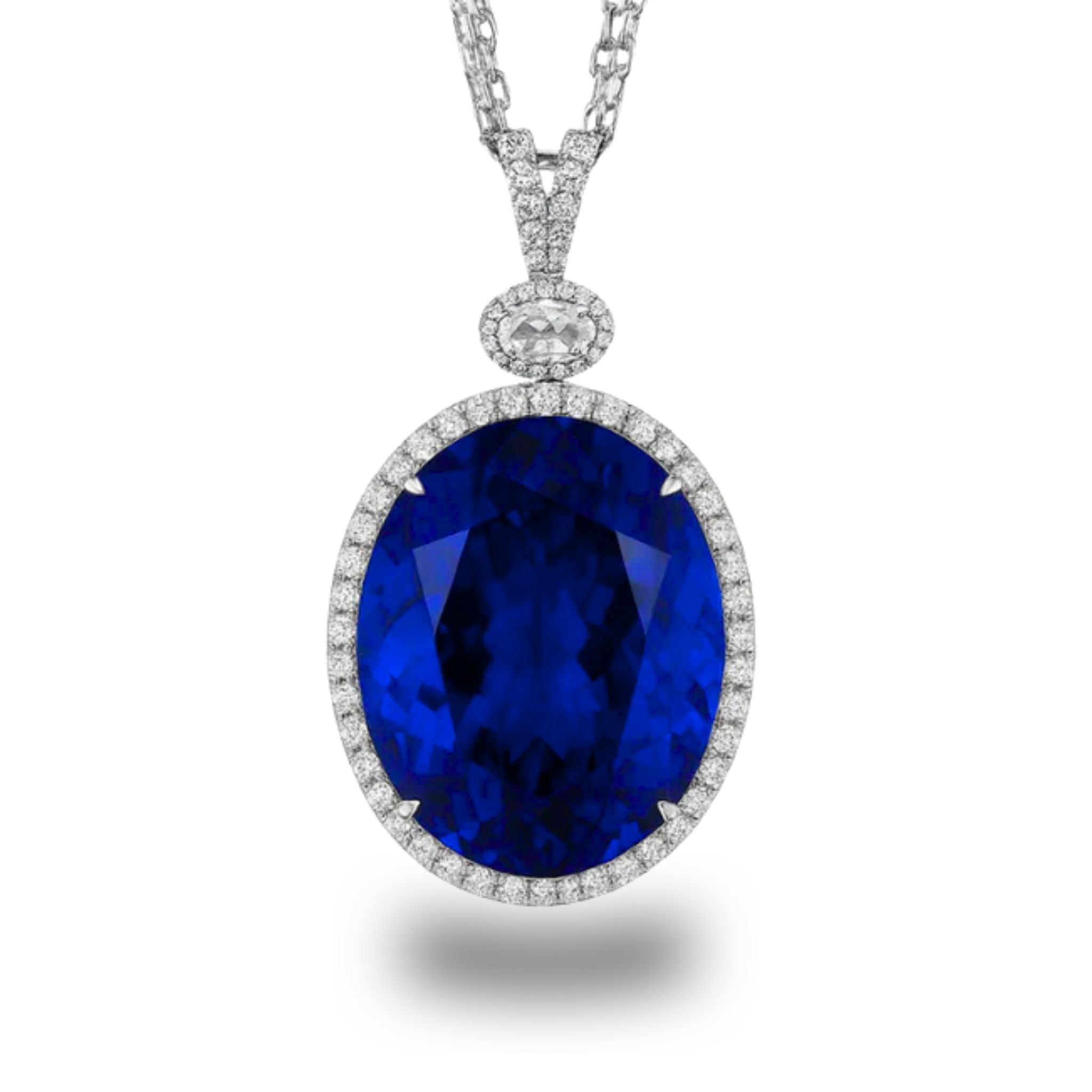 Magnificent 67-Carat Oval Tanzanite Pendant in White Gold