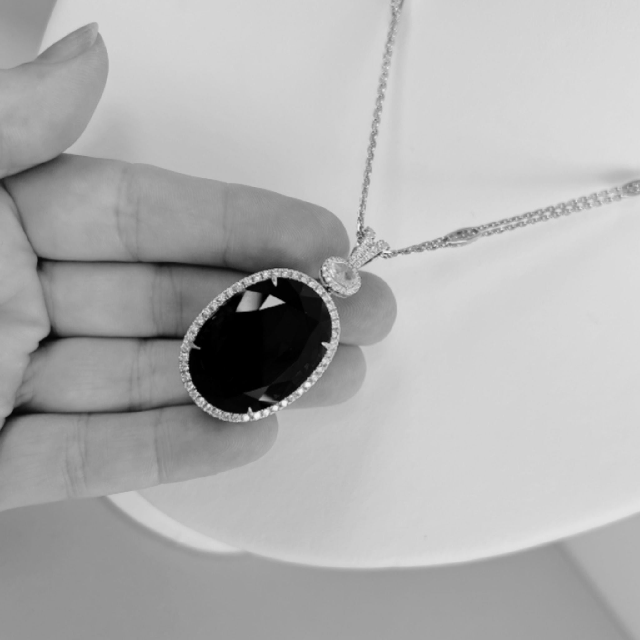 Magnificent 67-Carat Oval Tanzanite Pendant in White Gold