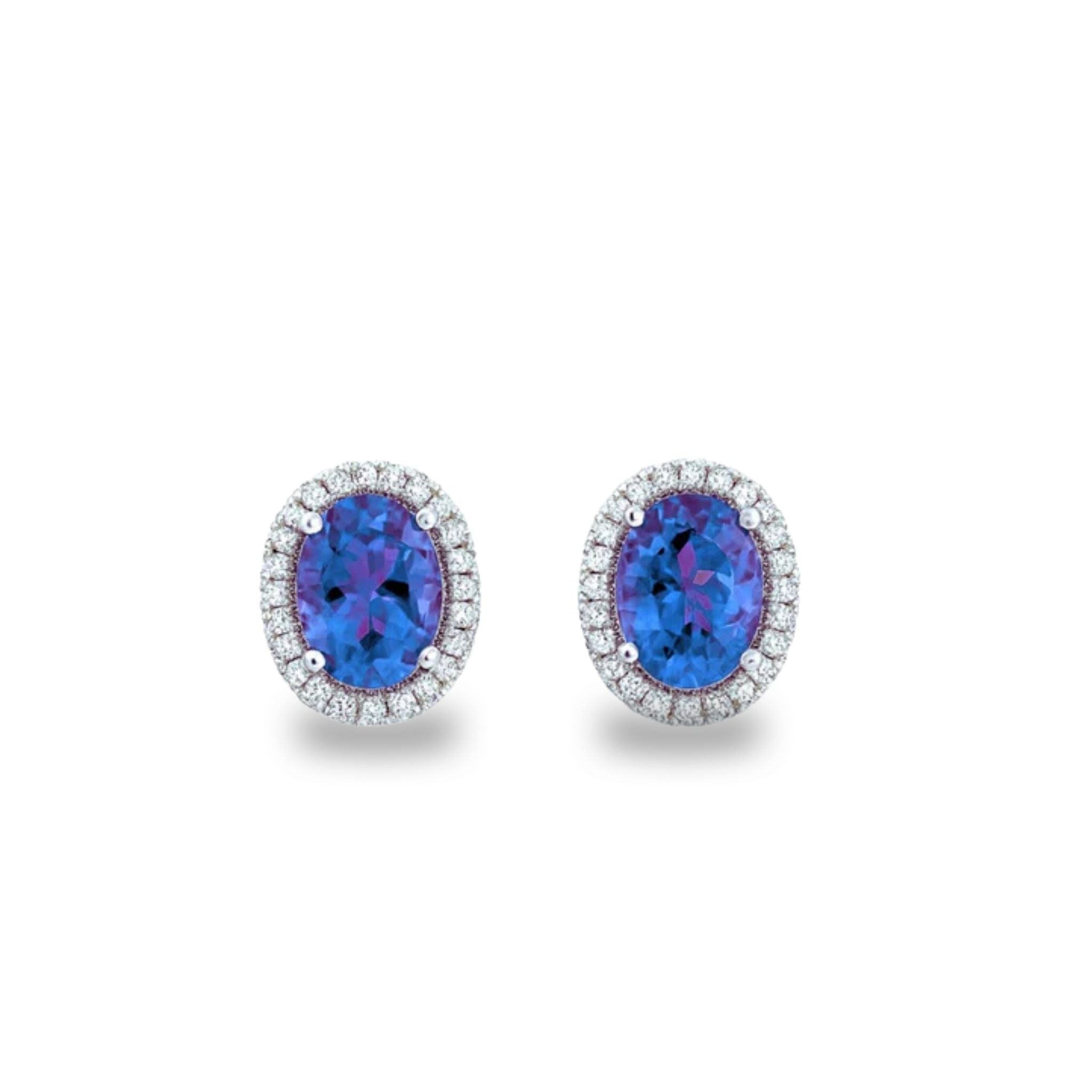 2.46 Ct Tanzanite & Diamond Earrings