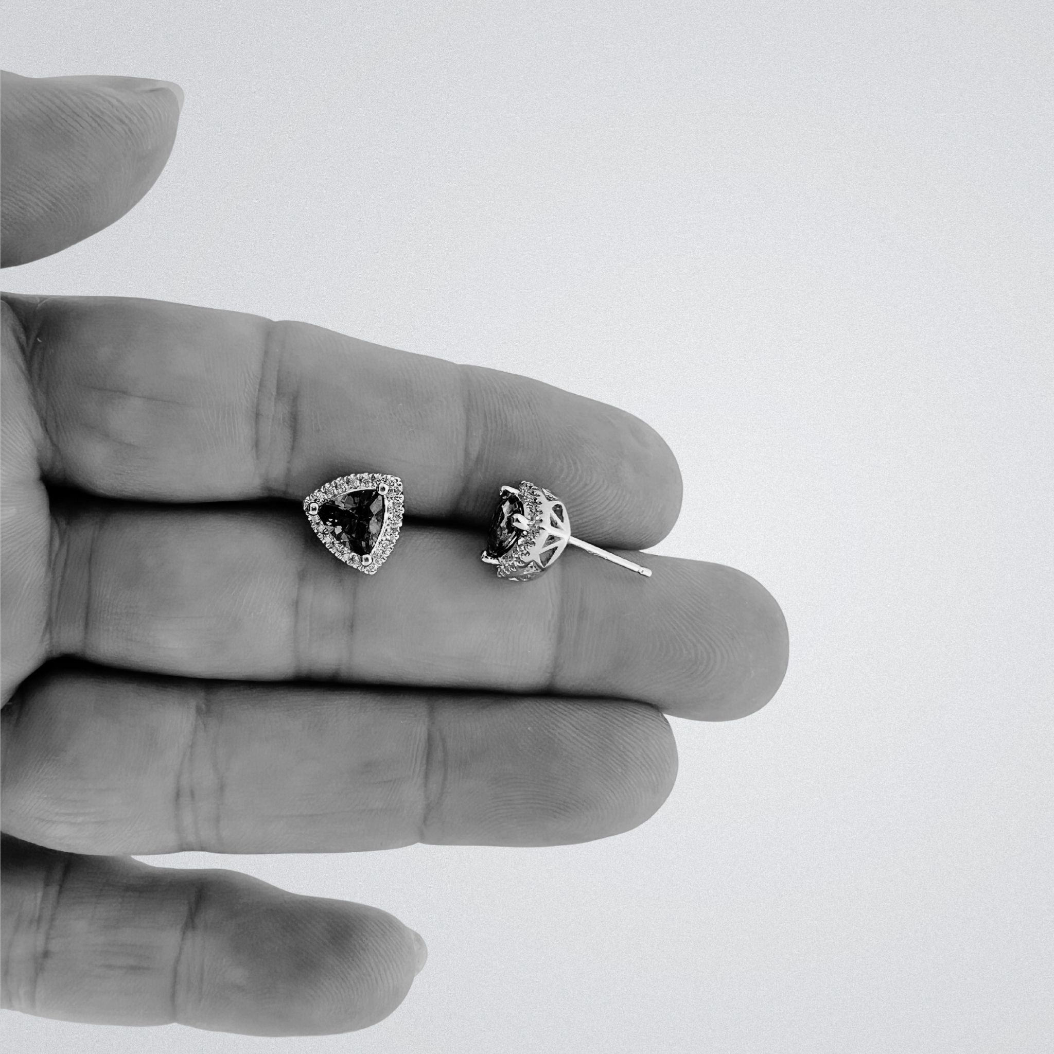 Tanzanite Trillion Cut & Diamond  Stud Earrings