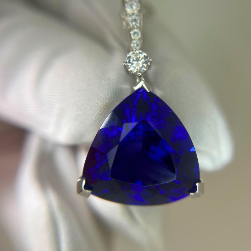 20.00 Carat Trillion Cut Tanzanite Pendant – Investment Grade
