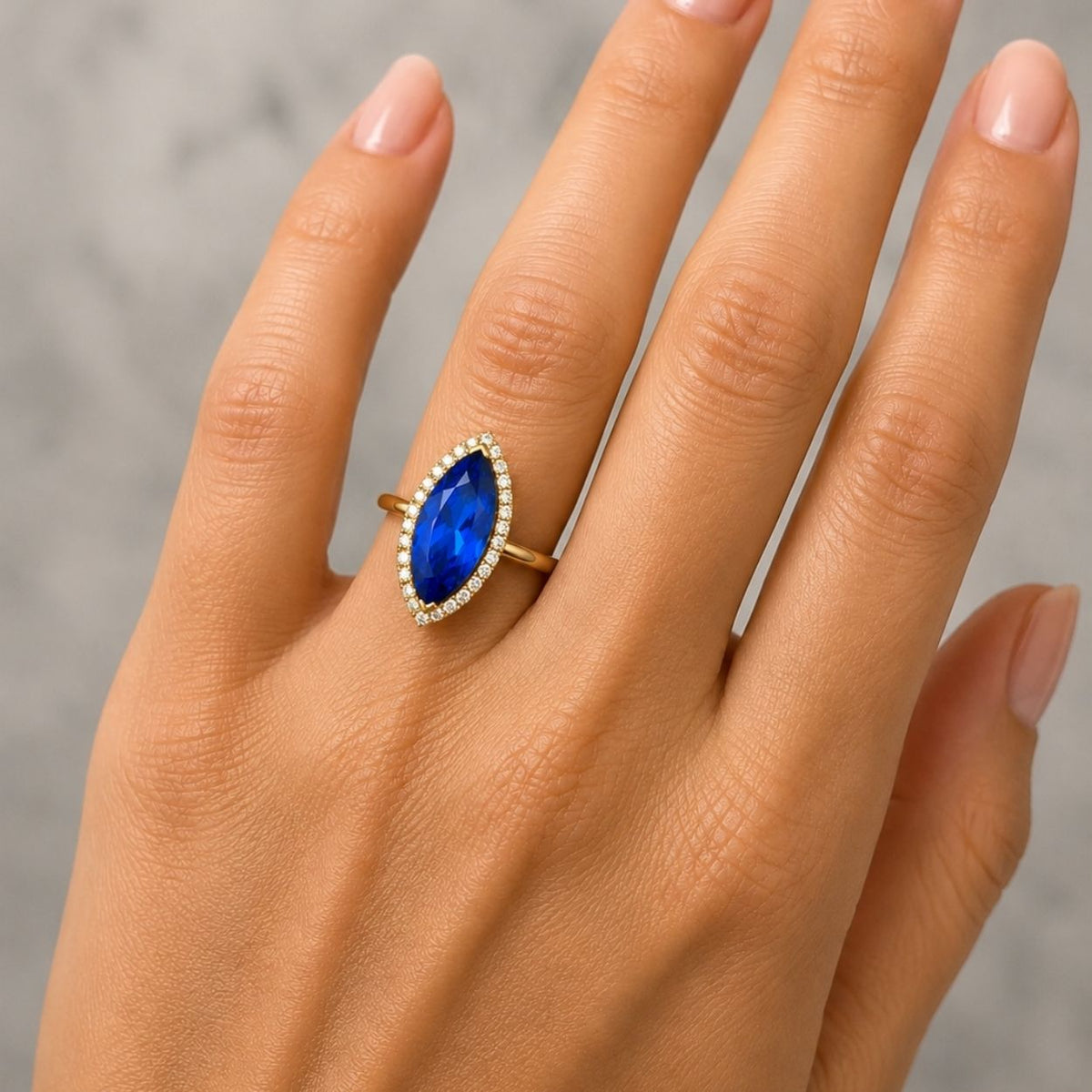 4.00 Ct Marquise Cut Tanzanite Ring in Yellow Gold - Made to Order