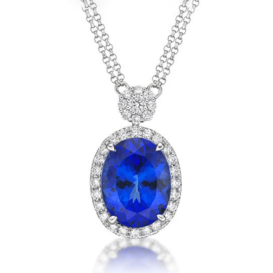 6.50 Ct Tanzanite & Diamond Necklace