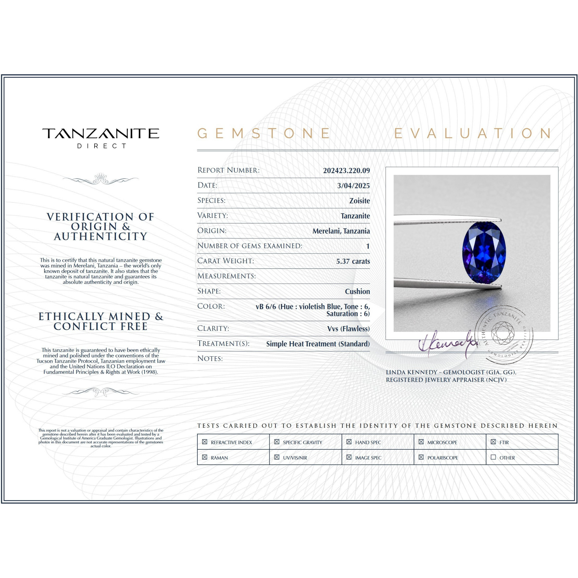 5.37 ct ovaler Tansanit-Edelstein – GIA-zertifiziert